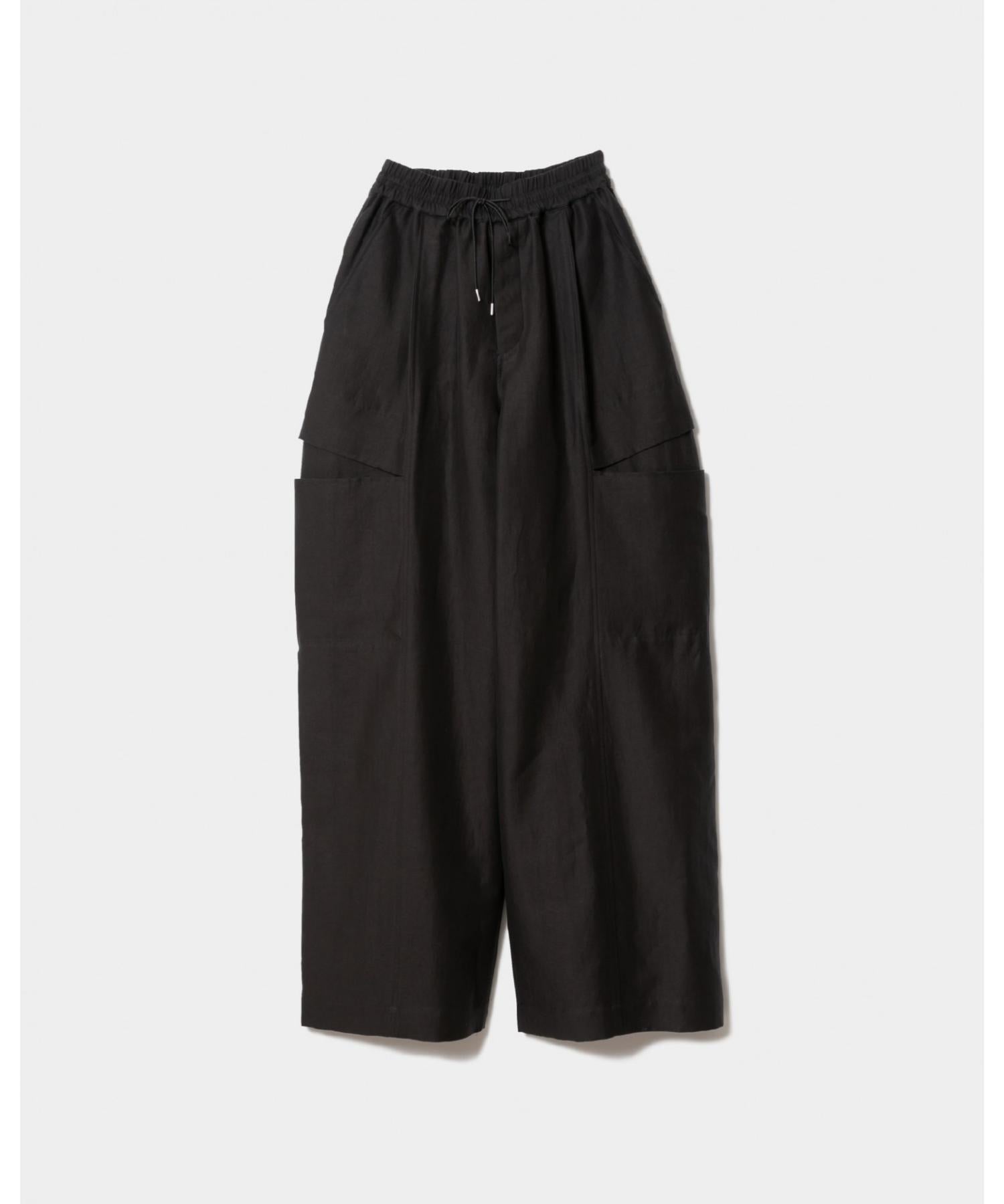 linen cotton satin bow silhouette pants