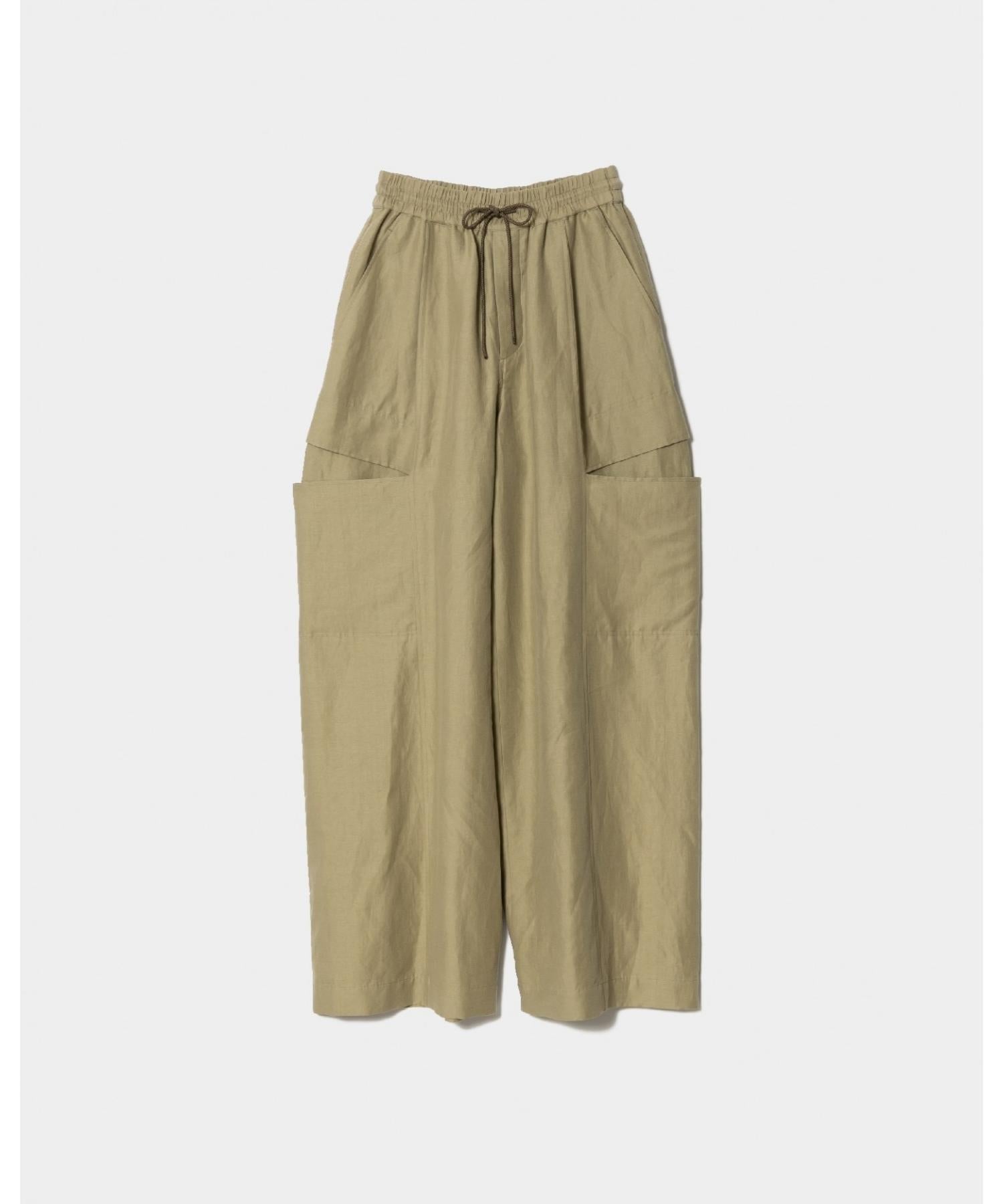 linen cotton satin bow silhouette pants