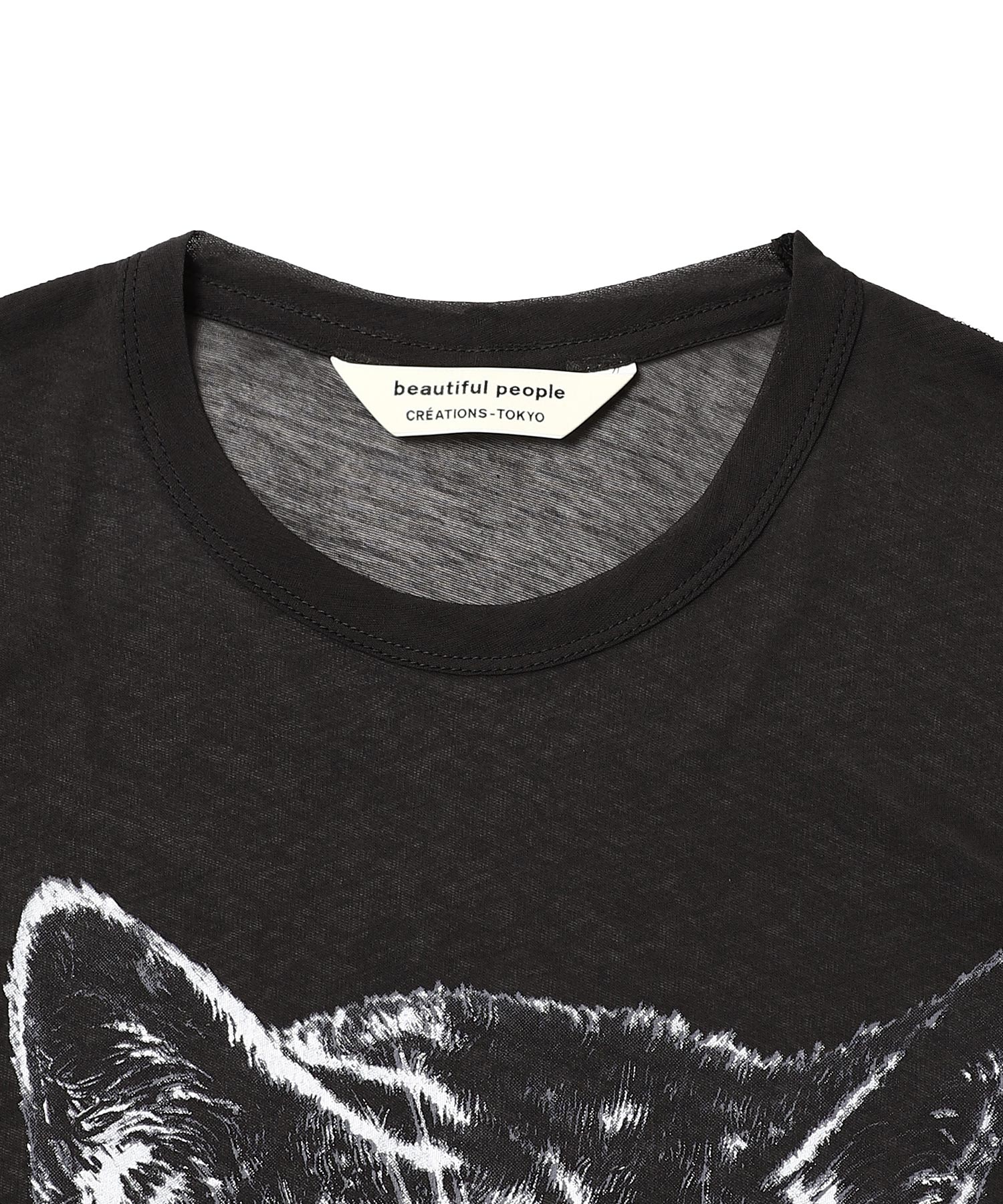sheer jersey huge cat print T-shirt