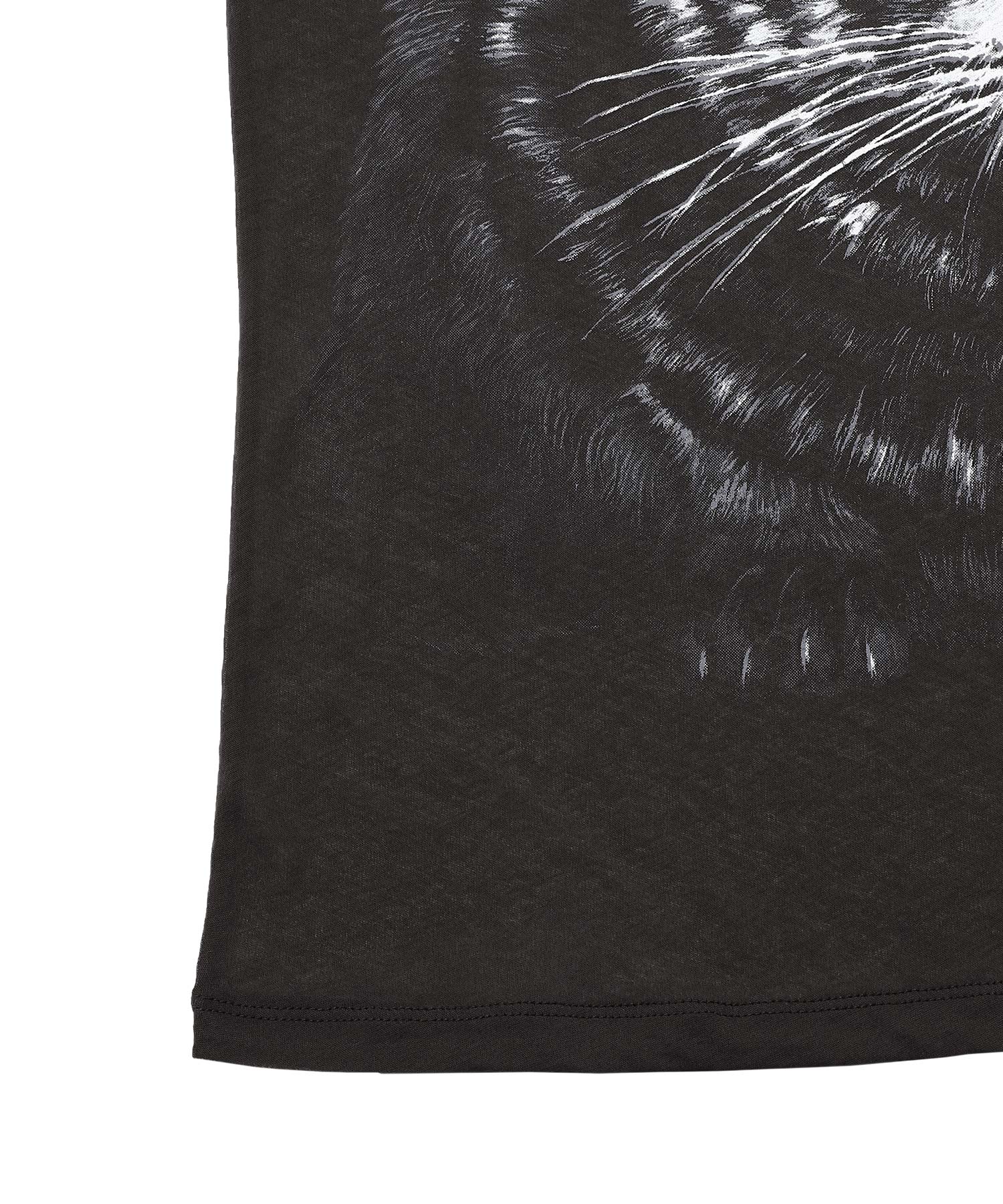 sheer jersey huge cat print T-shirt