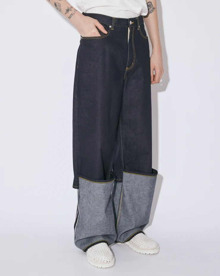 selvedge denim flip hem pants