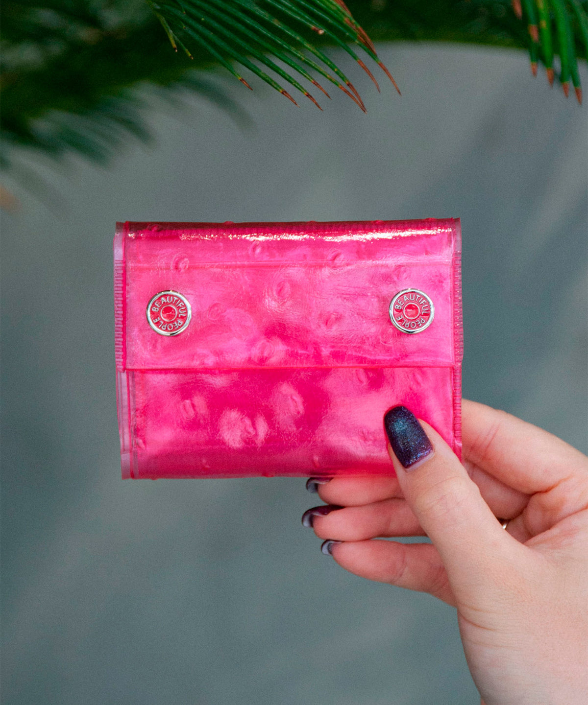 nothing to hide vinyl ostrich mini wallet