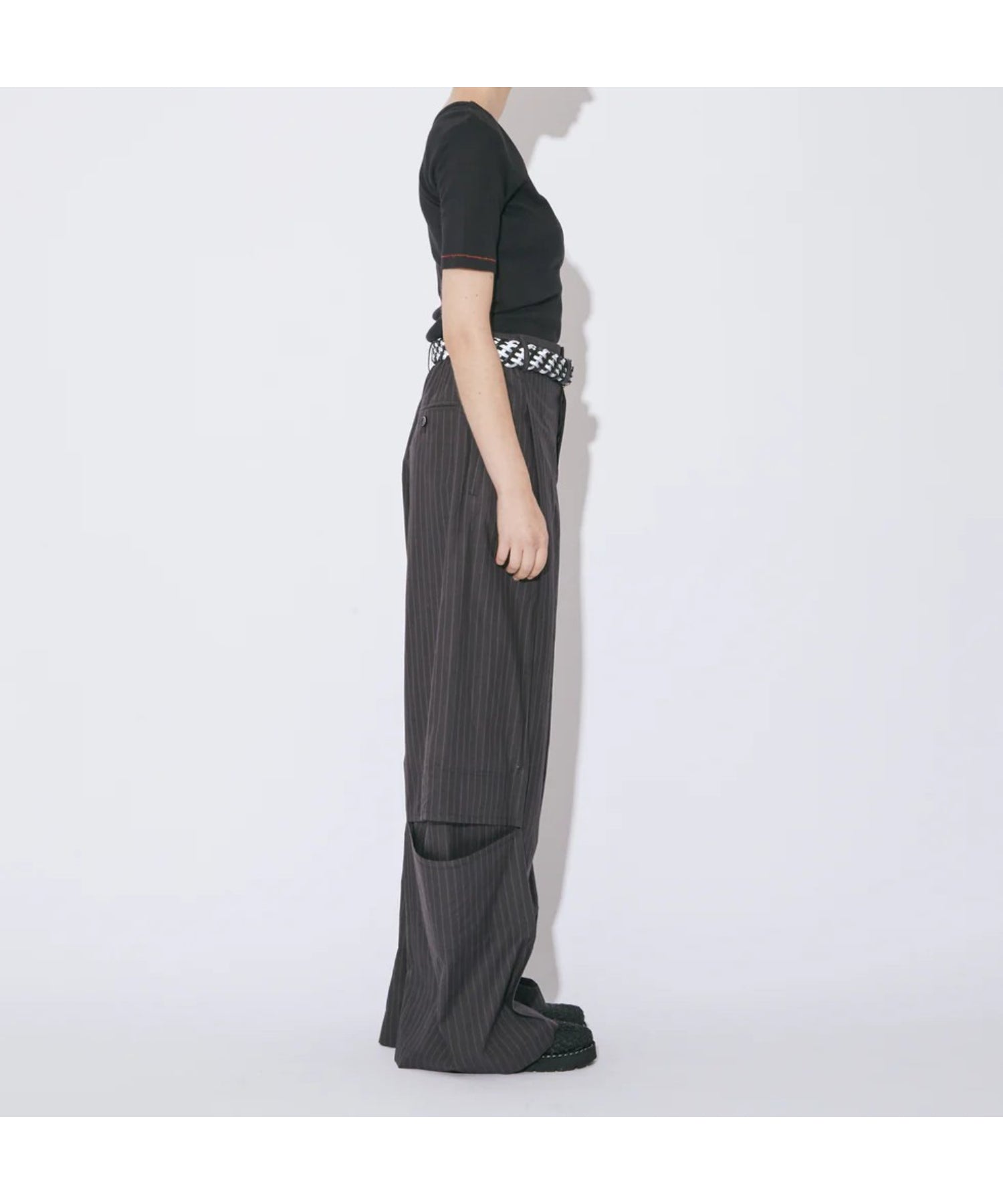 cotton suiting trompe loeil pants