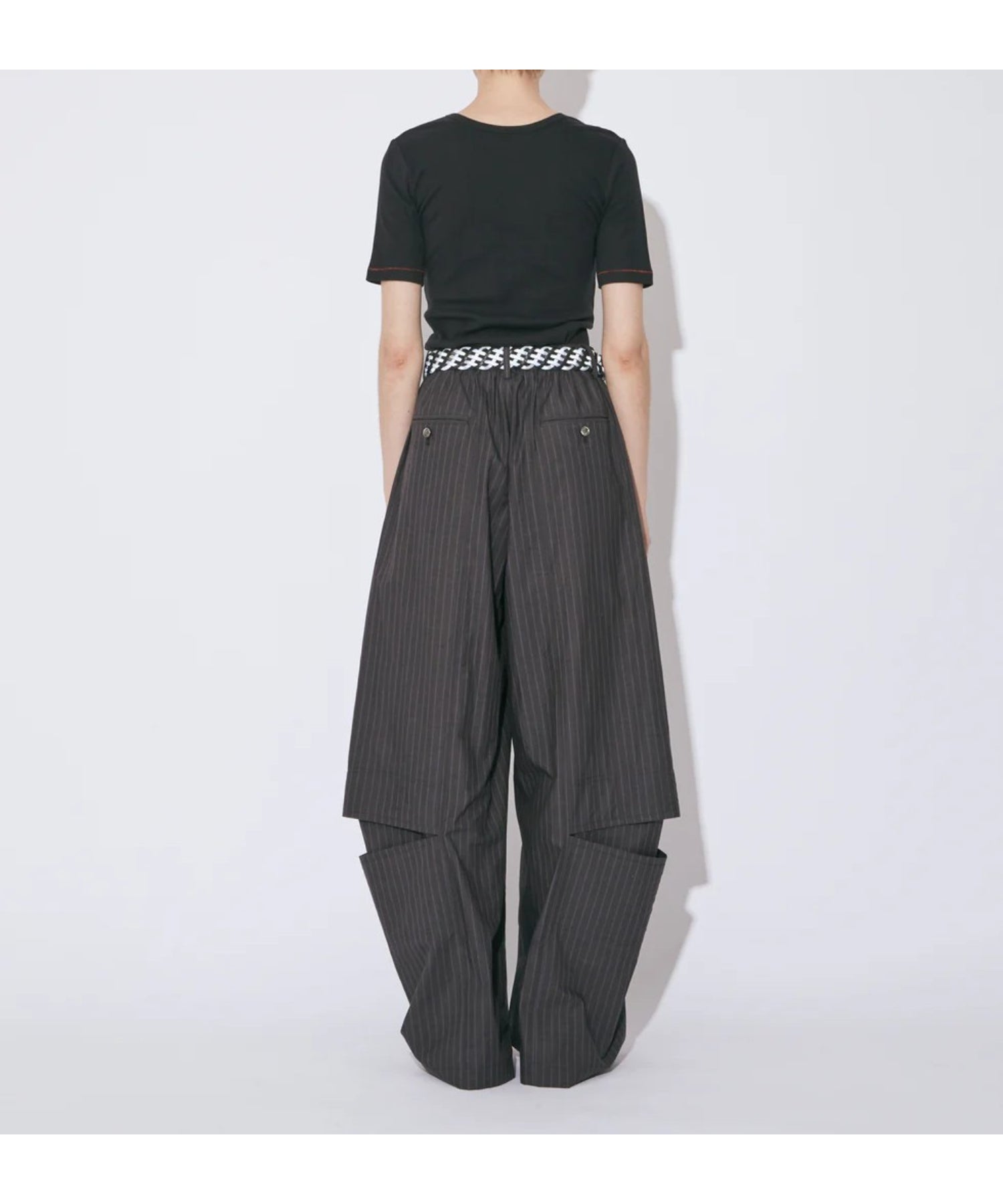 cotton suiting trompe loeil pants