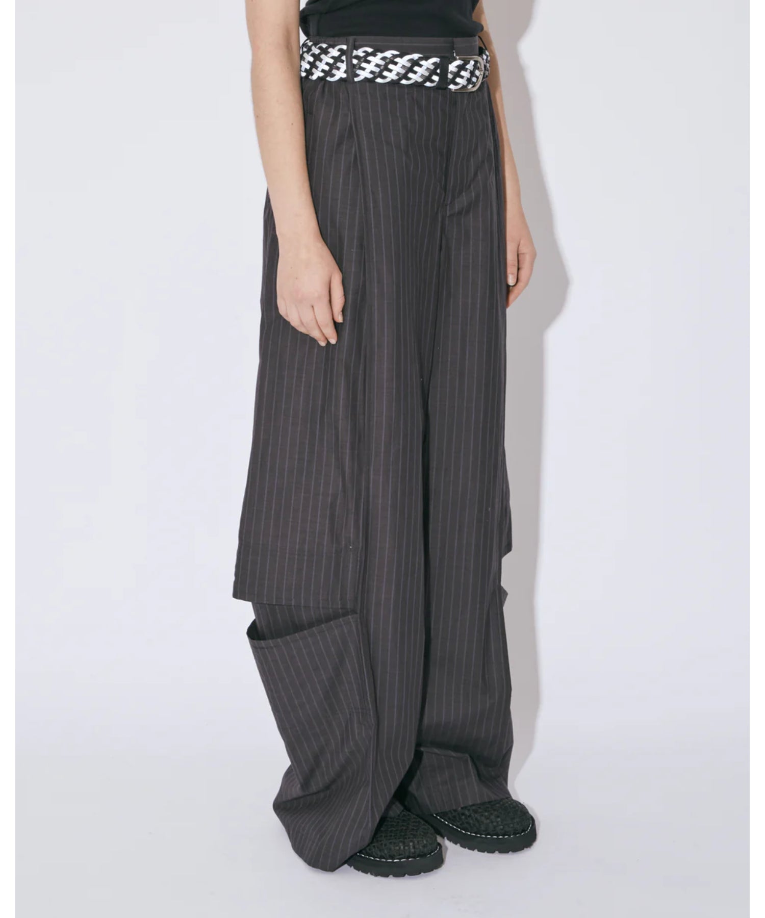 cotton suiting trompe loeil pants