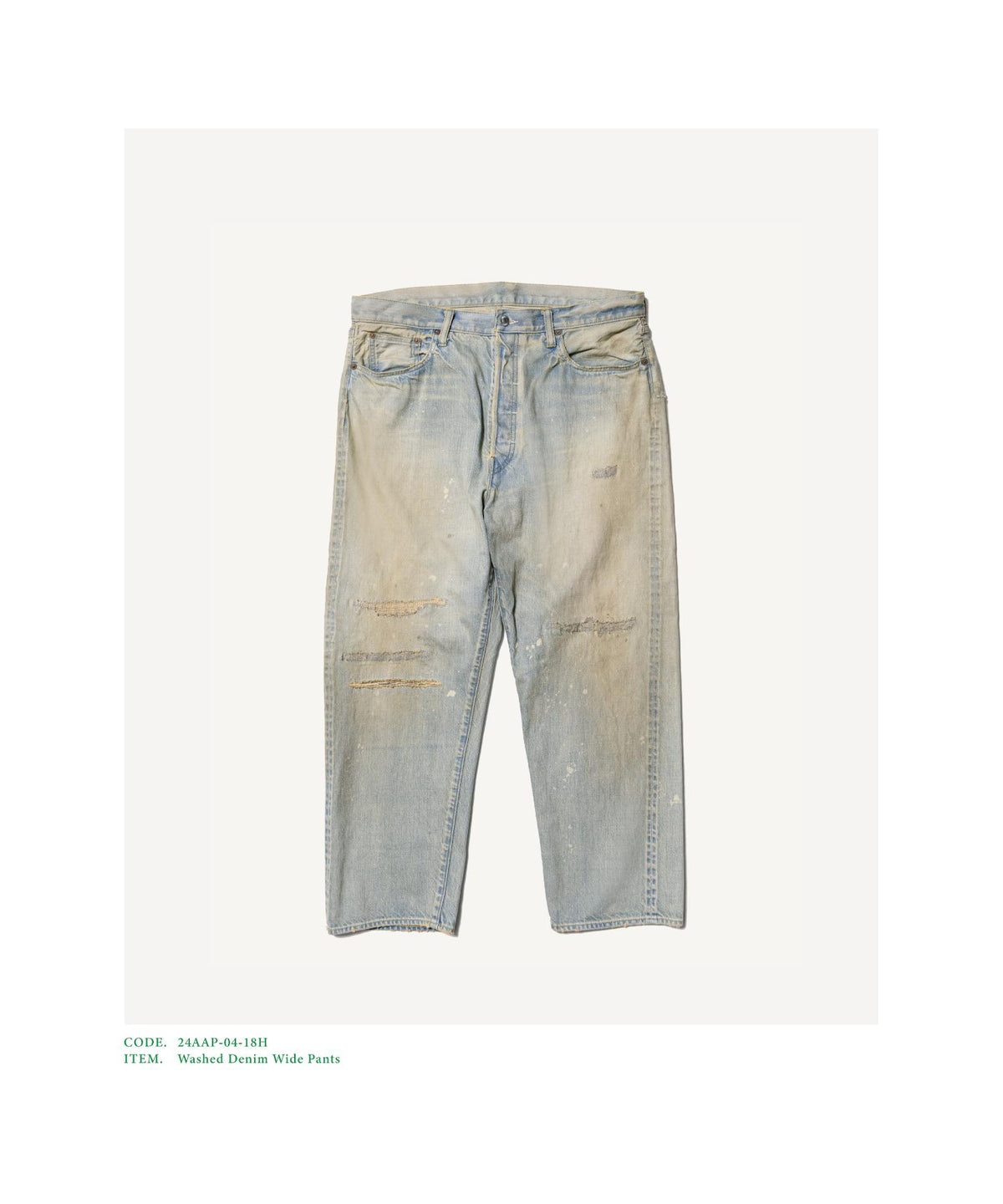 Washed Denim Wide Pants