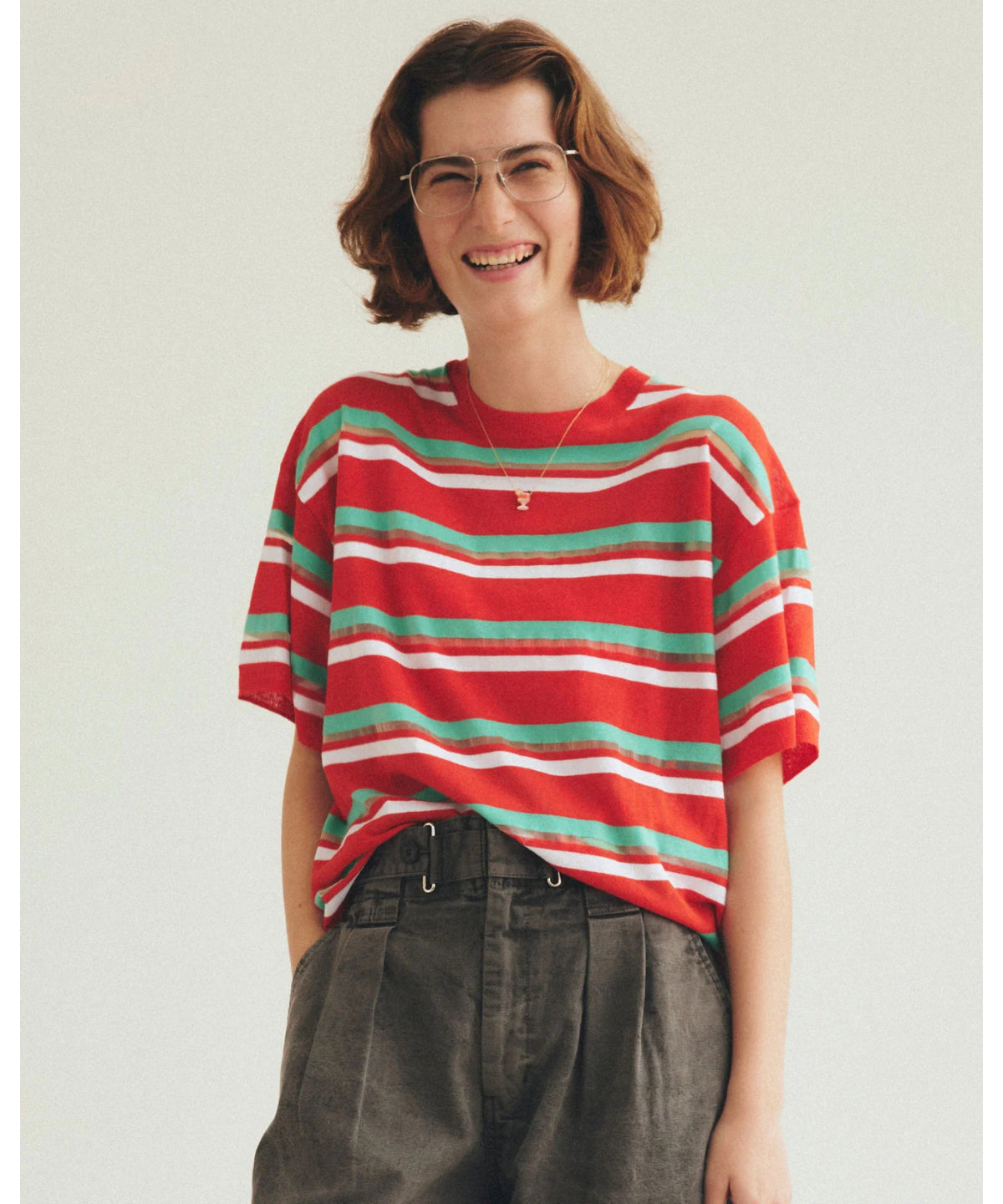 MULTI STRIPED CREW NECK KNIT