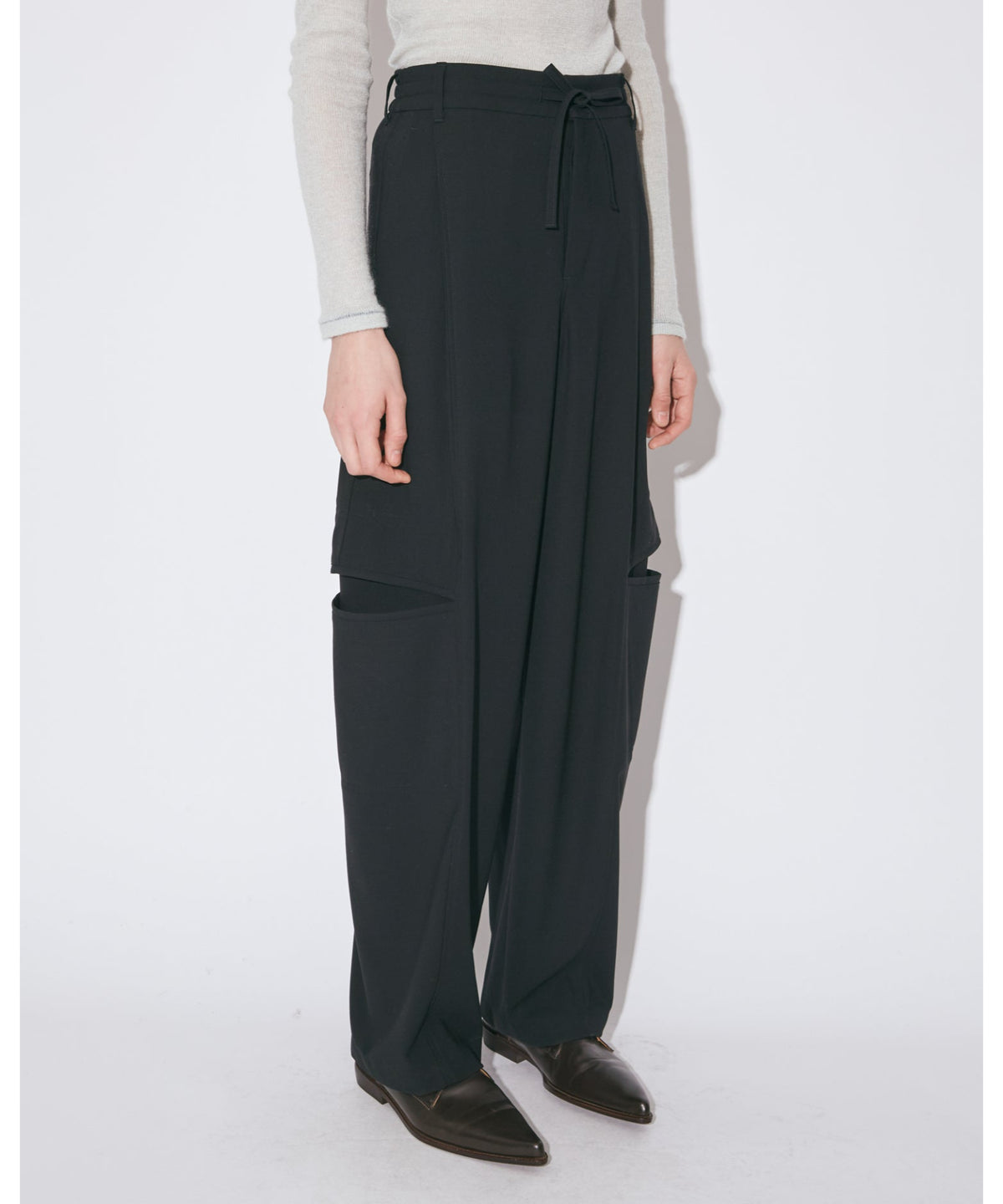 worsted doeskin trompe loeil pants