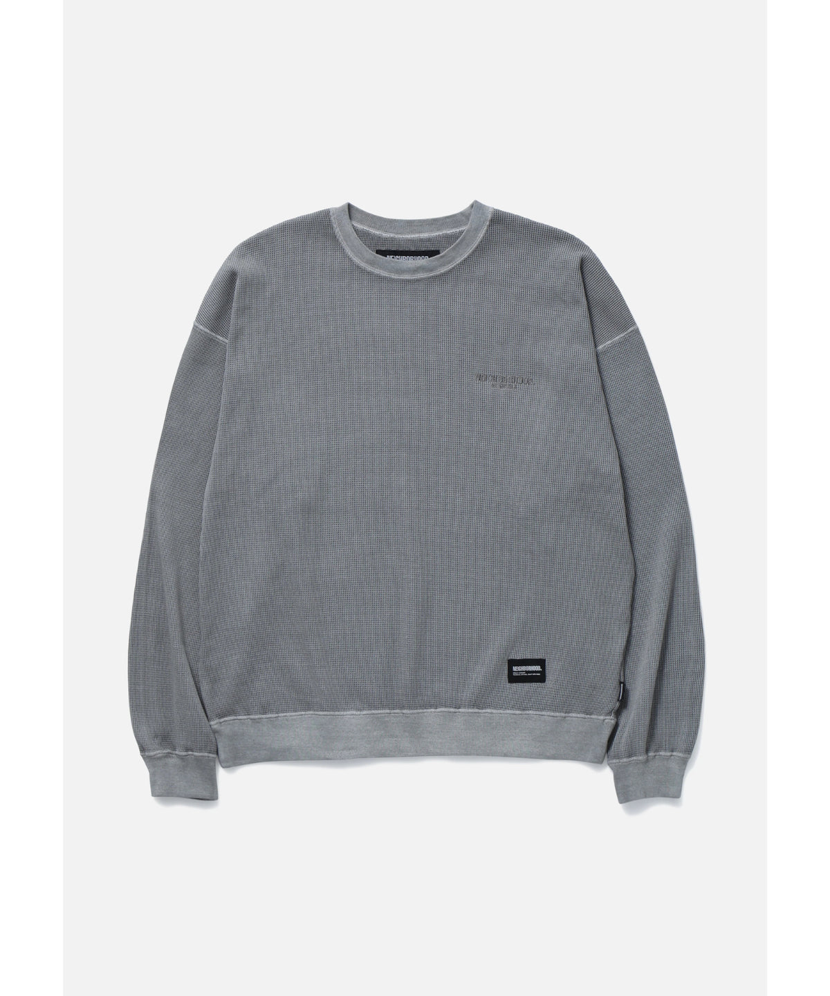 PIGMENT DYED WAFFLE FABRIC CREWNECK LS