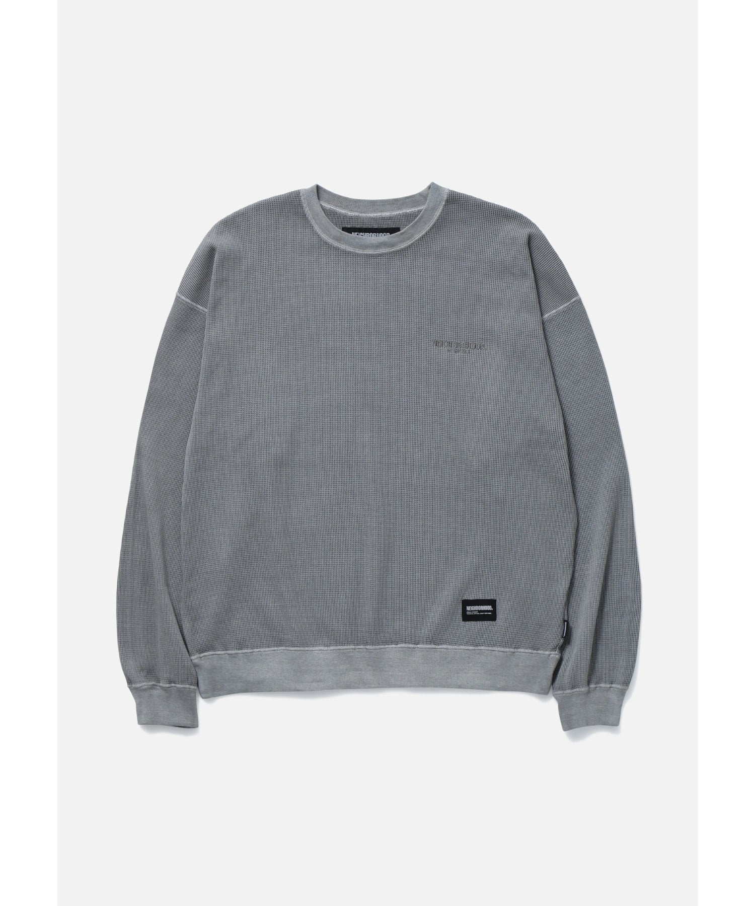 PIGMENT DYED WAFFLE FABRIC CREWNECK LS