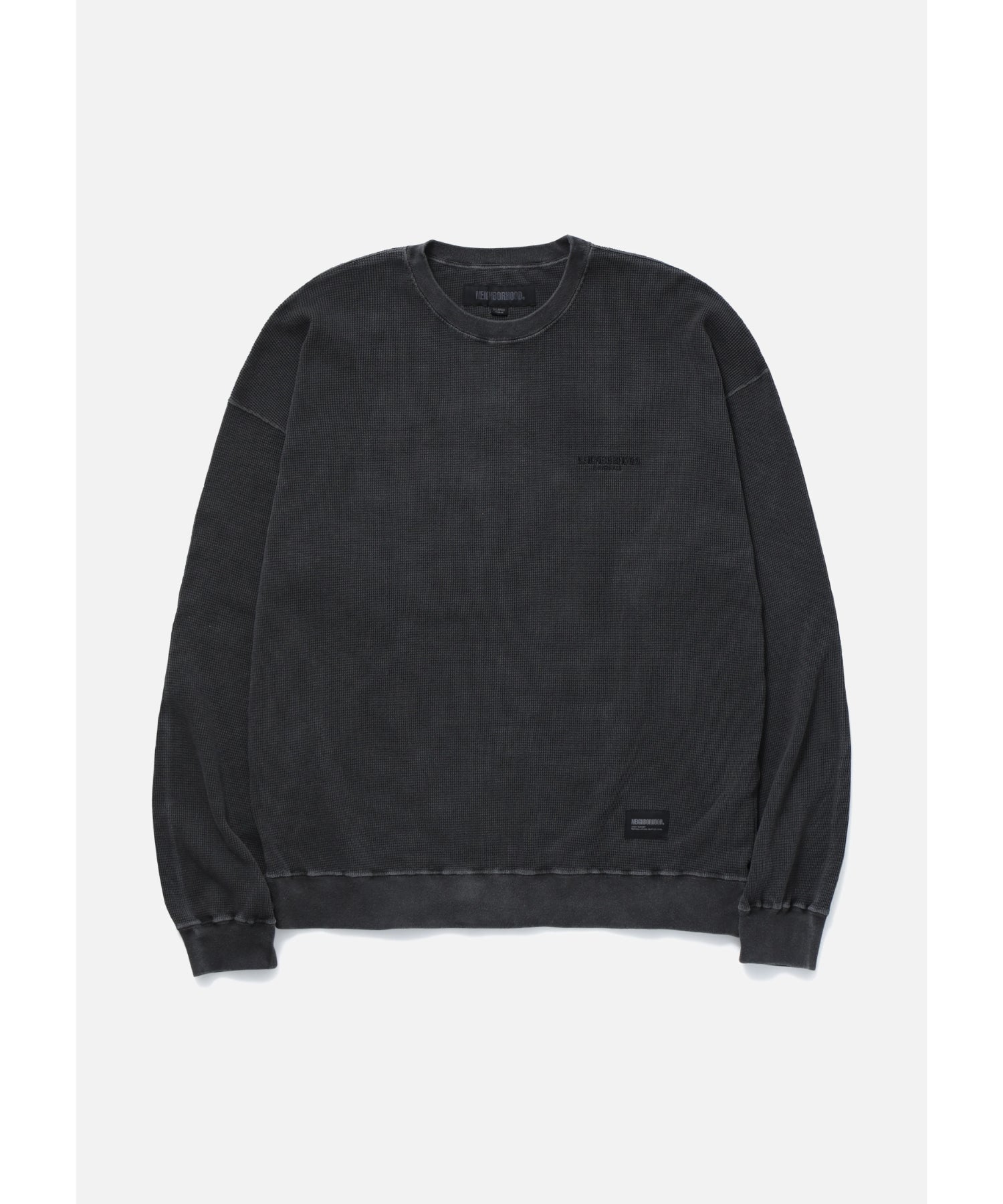 PIGMENT DYED WAFFLE FABRIC CREWNECK LS