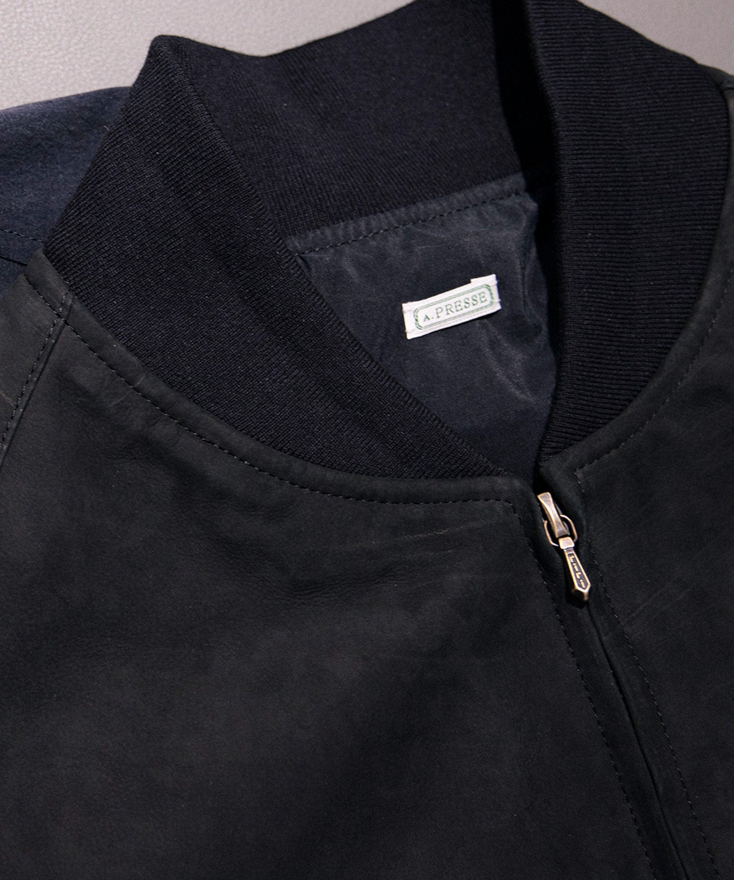 Nubuck Leather Rib Blouson