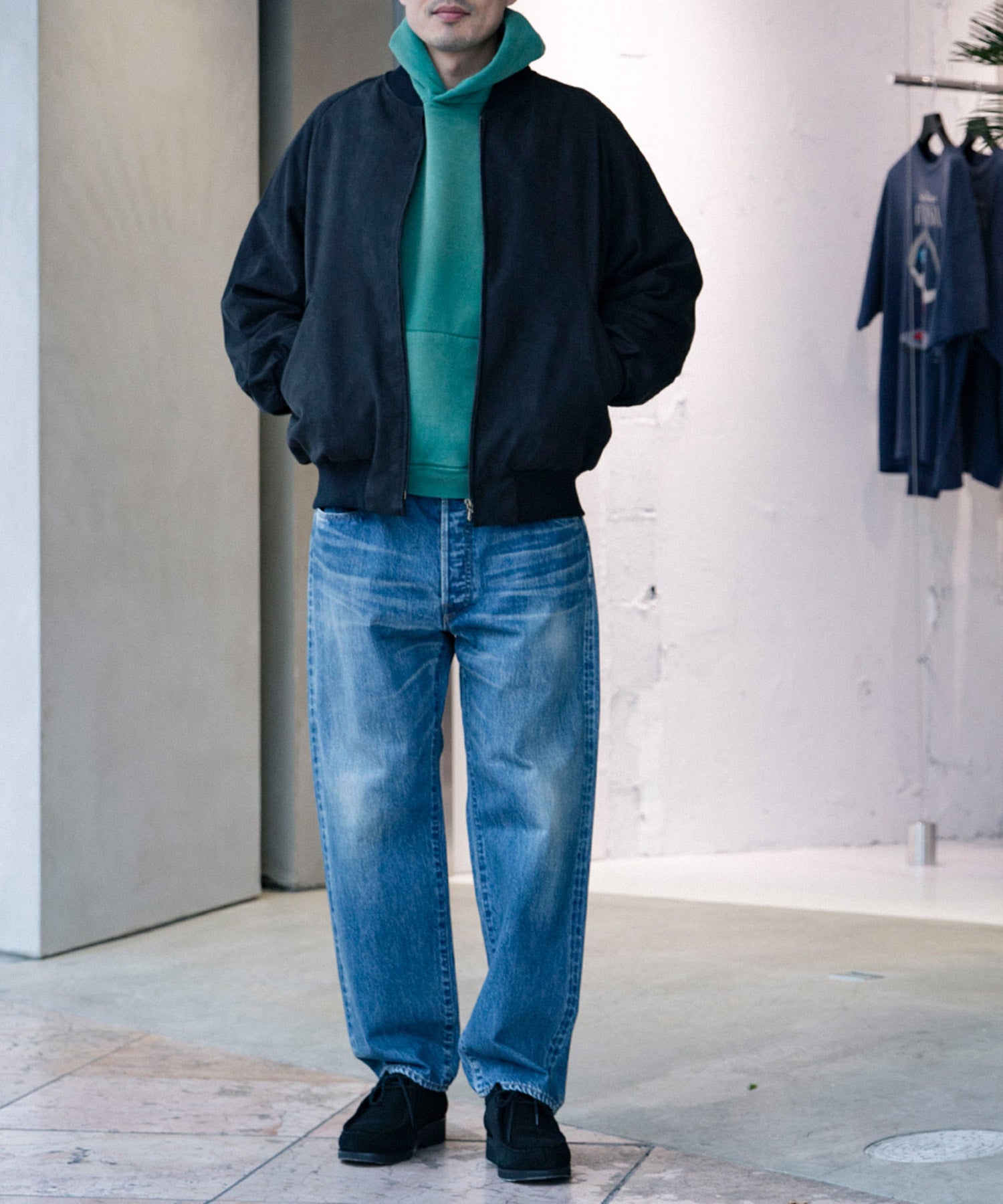 Nubuck Leather Rib Blouson