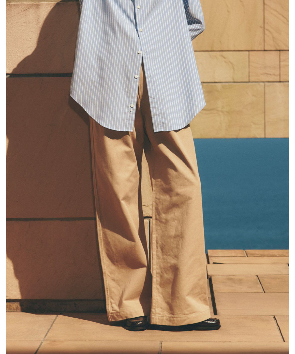 COTTON TWILL WIDE PANTS