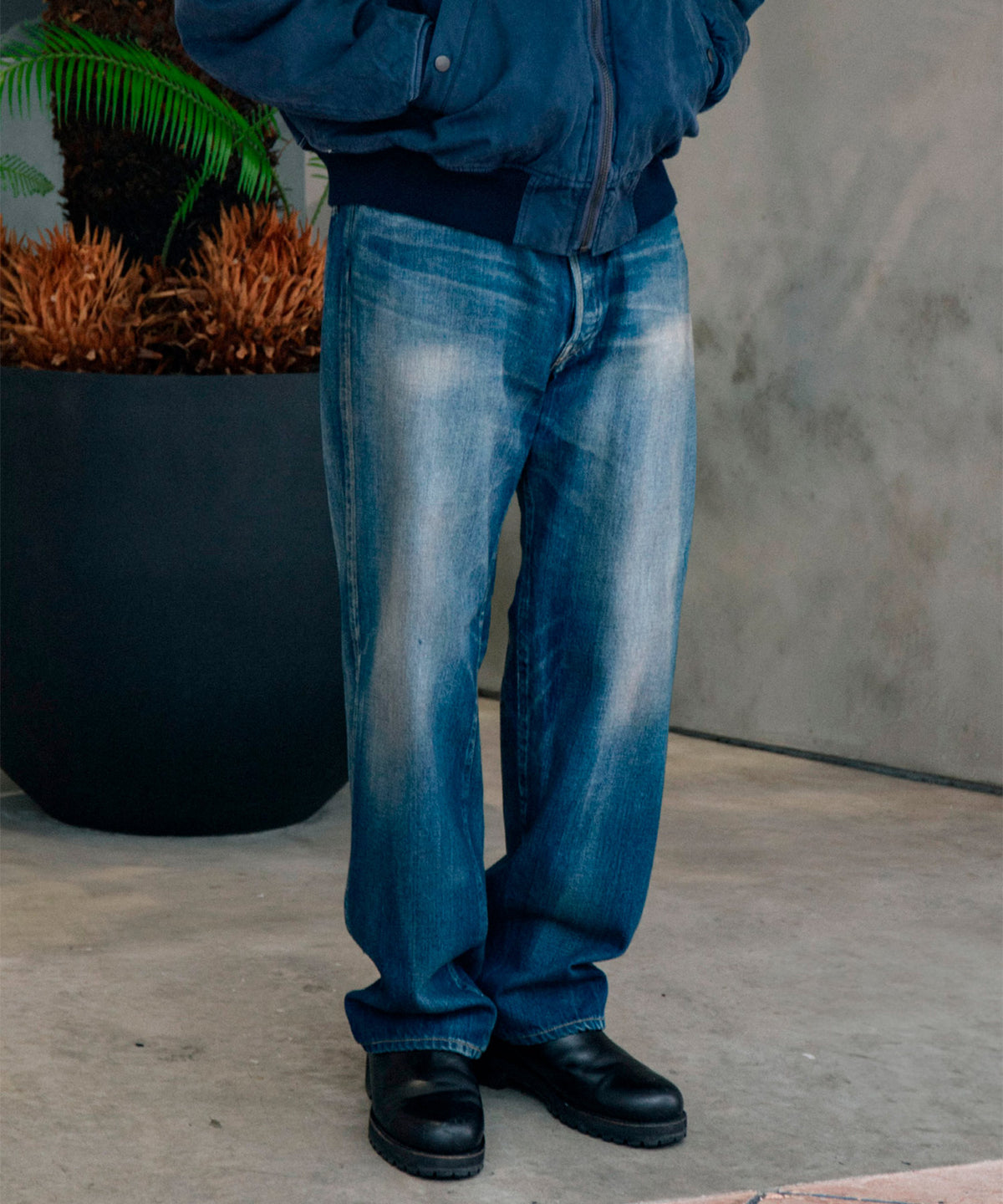 Vintage Washed Straight Denim Pants