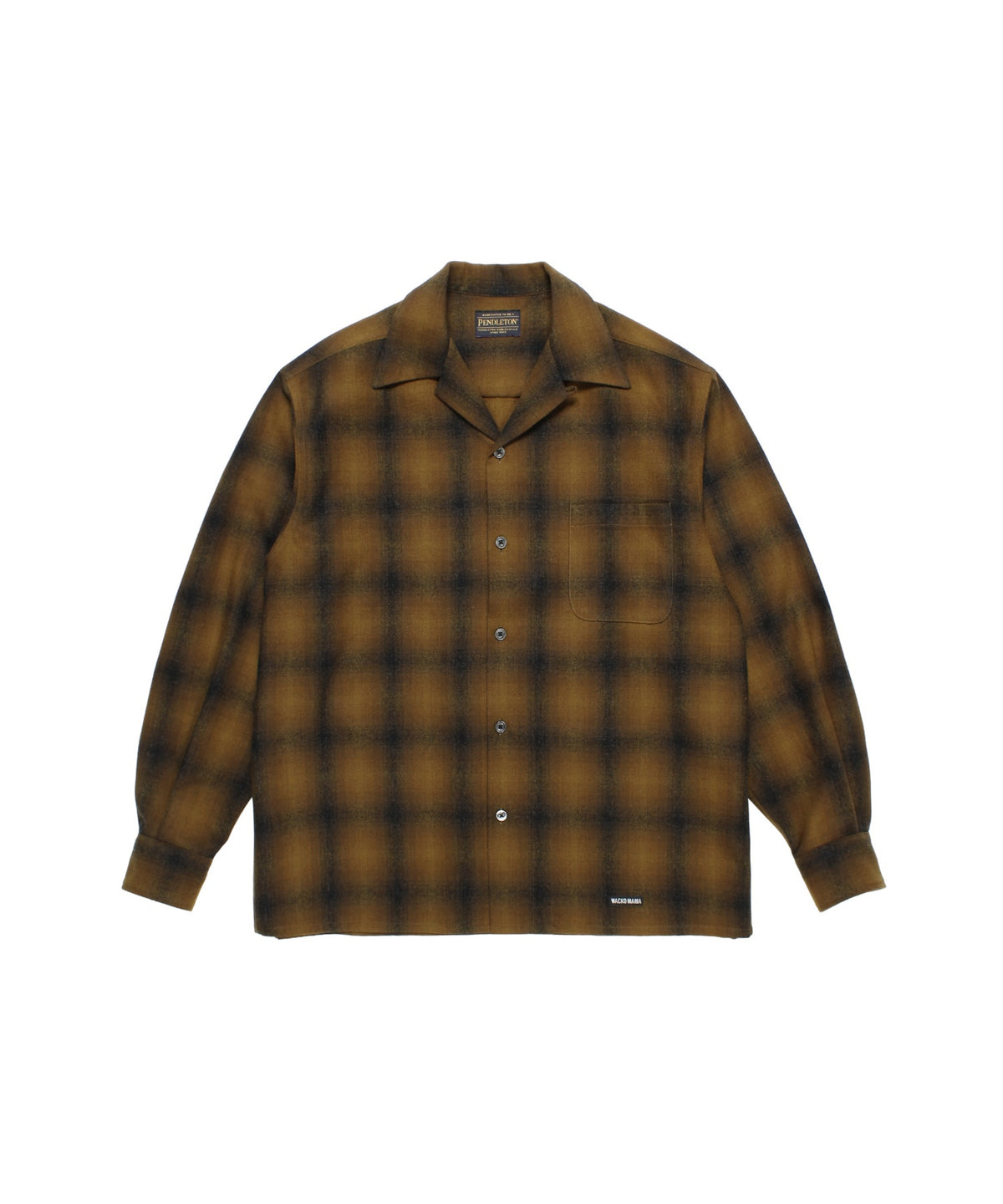 PENDLETON / WOOL OMBRE CHECK OPEN COLLAR SHIRT