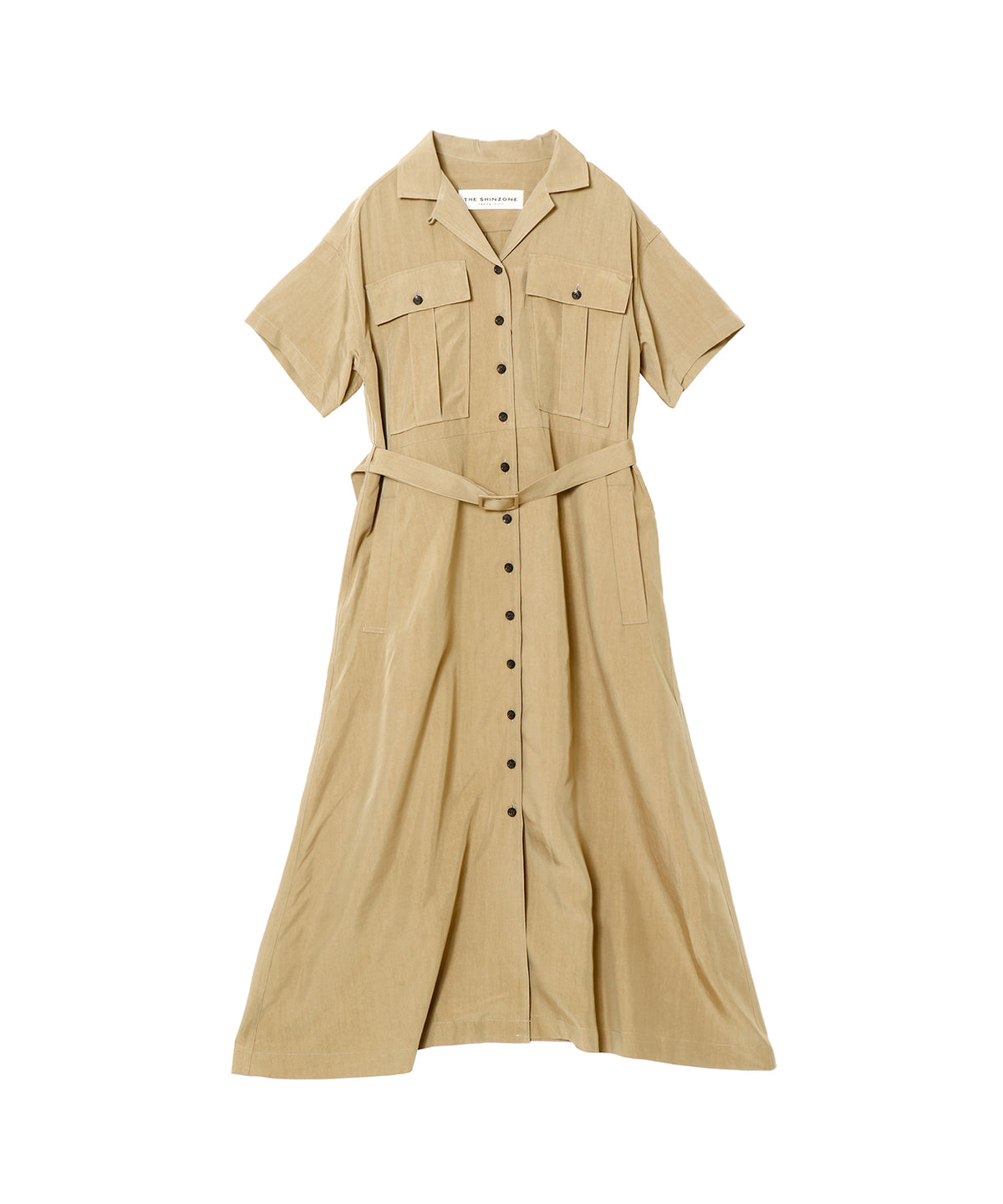 OPEN COLLAR SHIRT DRESS