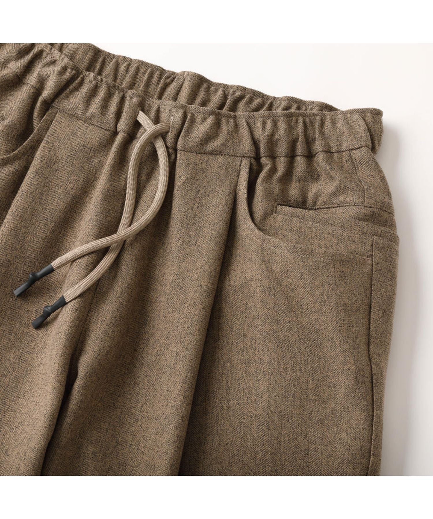 Wide Tapered Easy Pants (Woolherringbone)