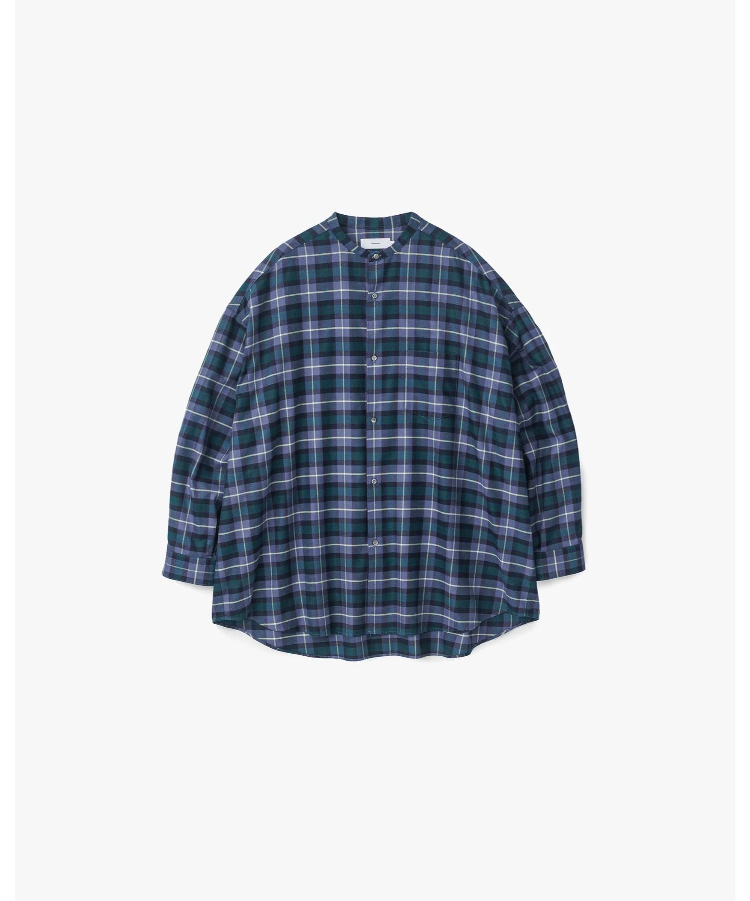 Check Flannel Oversized Band Collar Shirt - Graphpaper (グラフ