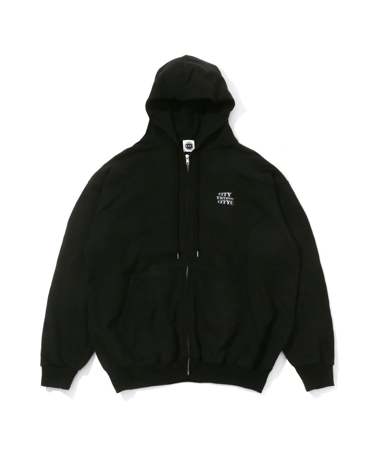 Embroidered Logo Zip Up Cotton Hoodie_Sound
