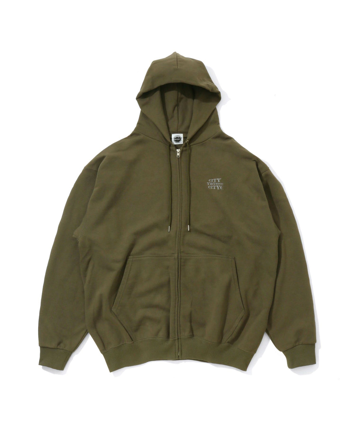 Embroidered Logo Zip Up Cotton Hoodie_Sound