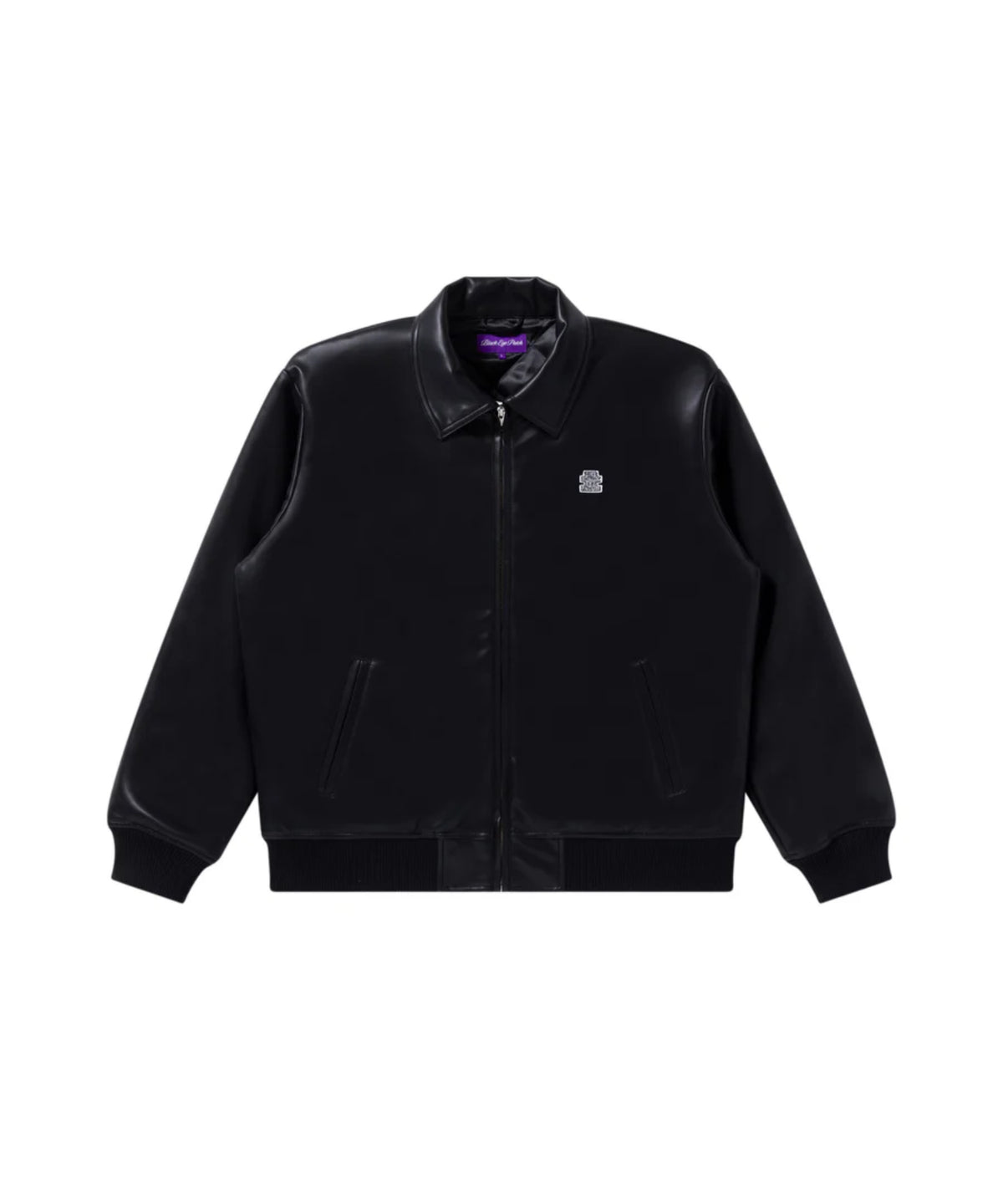 DRAGON SWIRL LOGO FAUX LEATHER JACKET