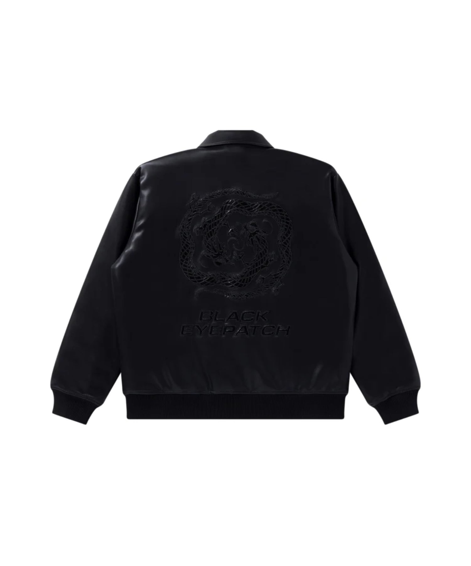 DRAGON SWIRL LOGO FAUX LEATHER JACKET