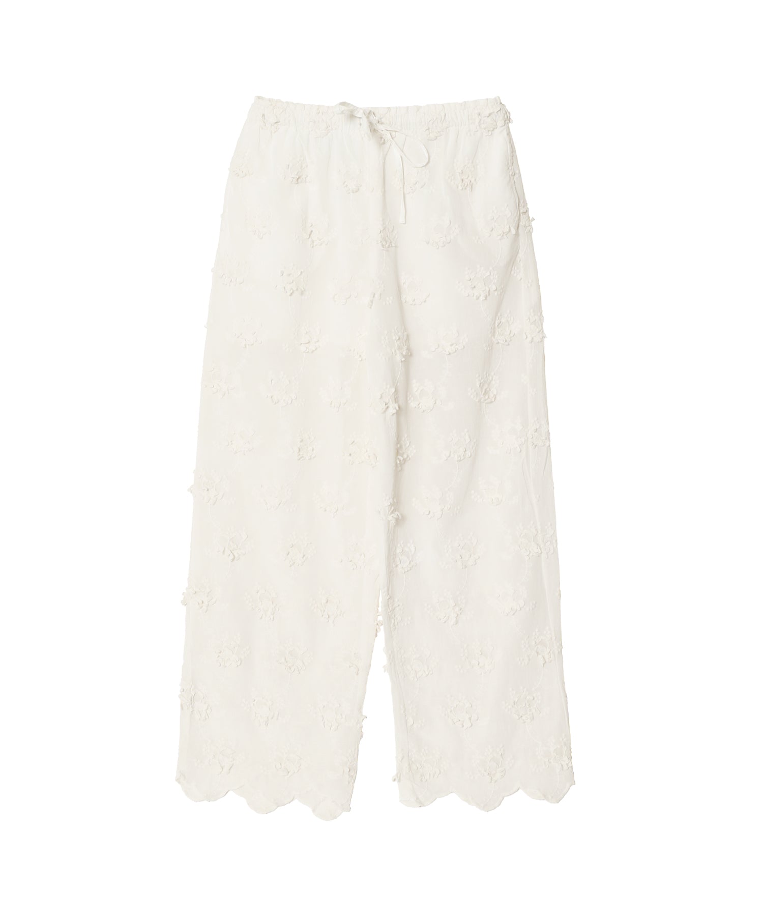 Sheer Cotton 3D Embroidery Easy Pants - crinkle crinkle crinkle