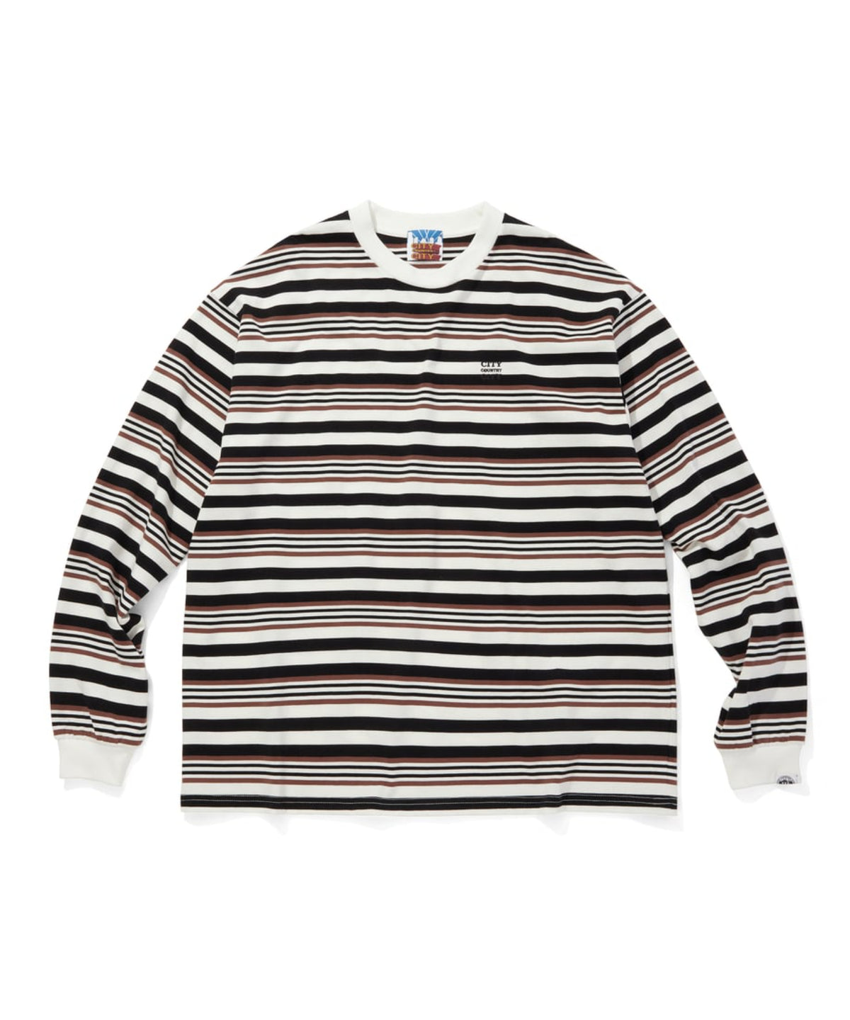 Embroidered Logo Multi Border L/S T-Shirt