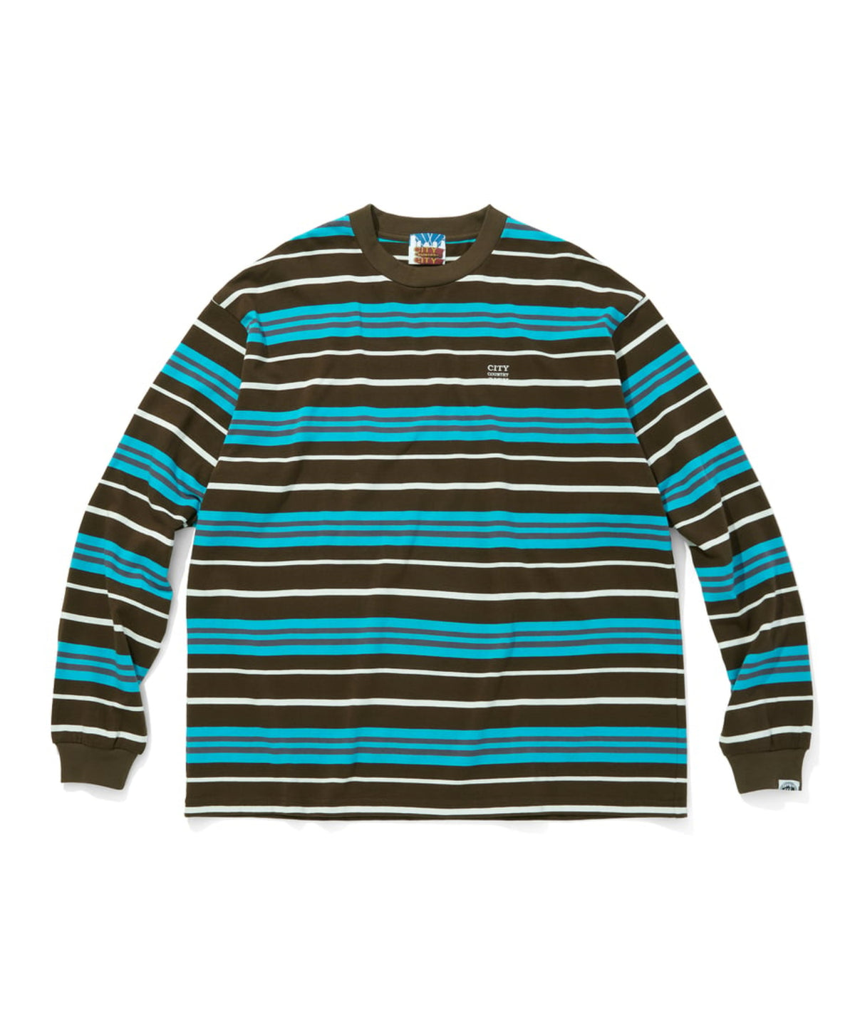 Embroidered Logo Multi Border L/S T-Shirt