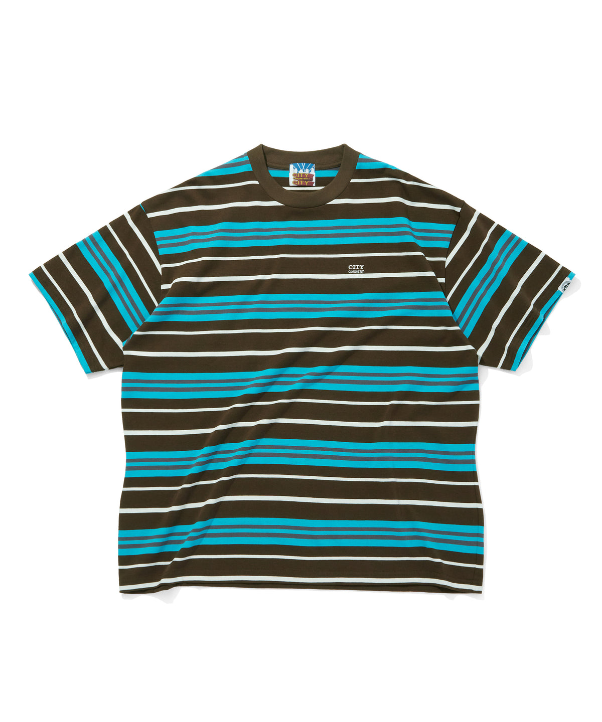 EMBROIDERED LOGO MULTI BORDER T-SHIRT