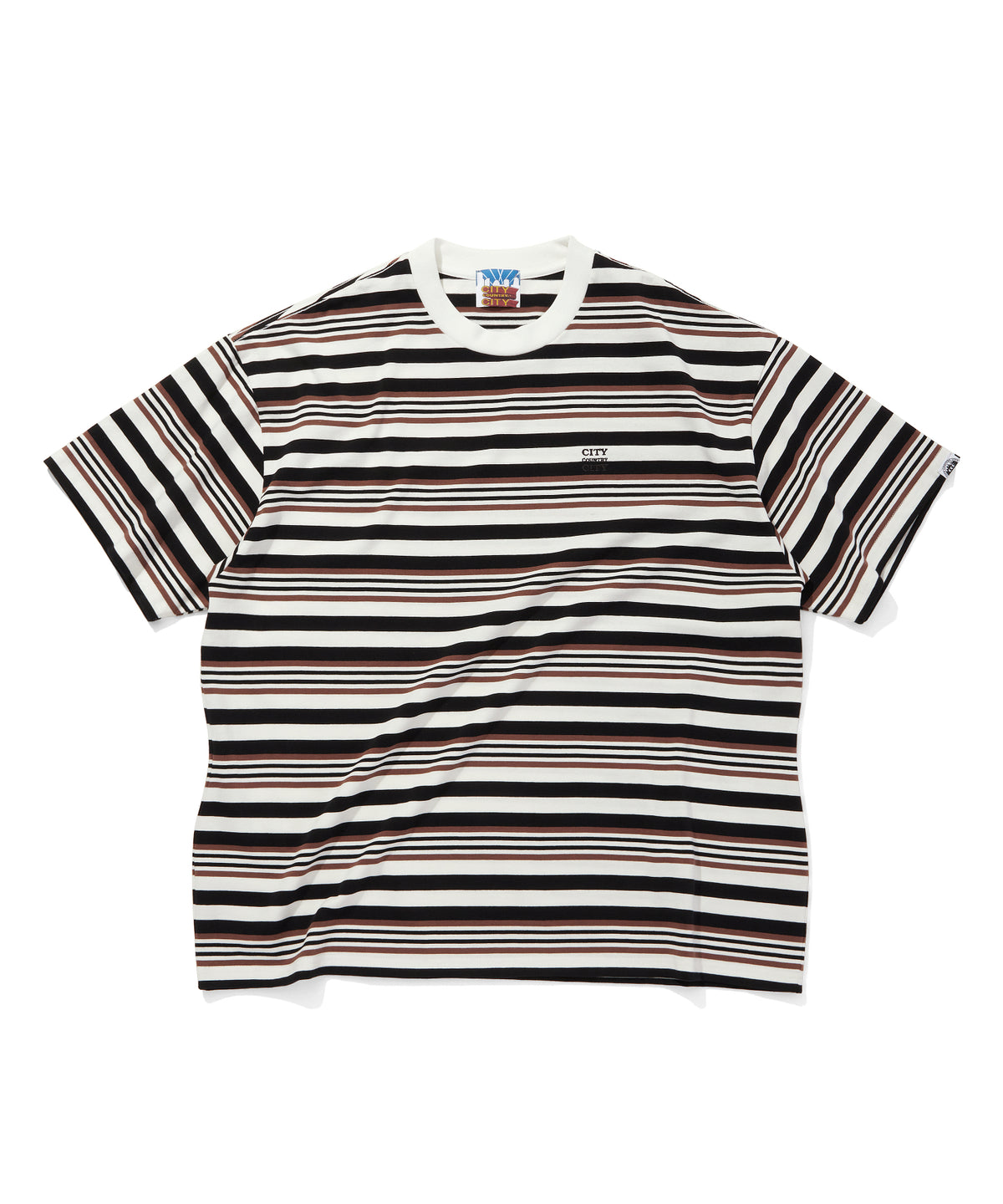 EMBROIDERED LOGO MULTI BORDER T-SHIRT