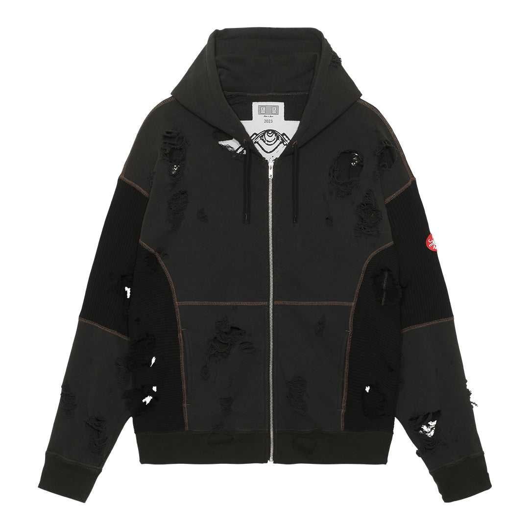 PLAGUE WIDE RIB CUT ZIP HOODY