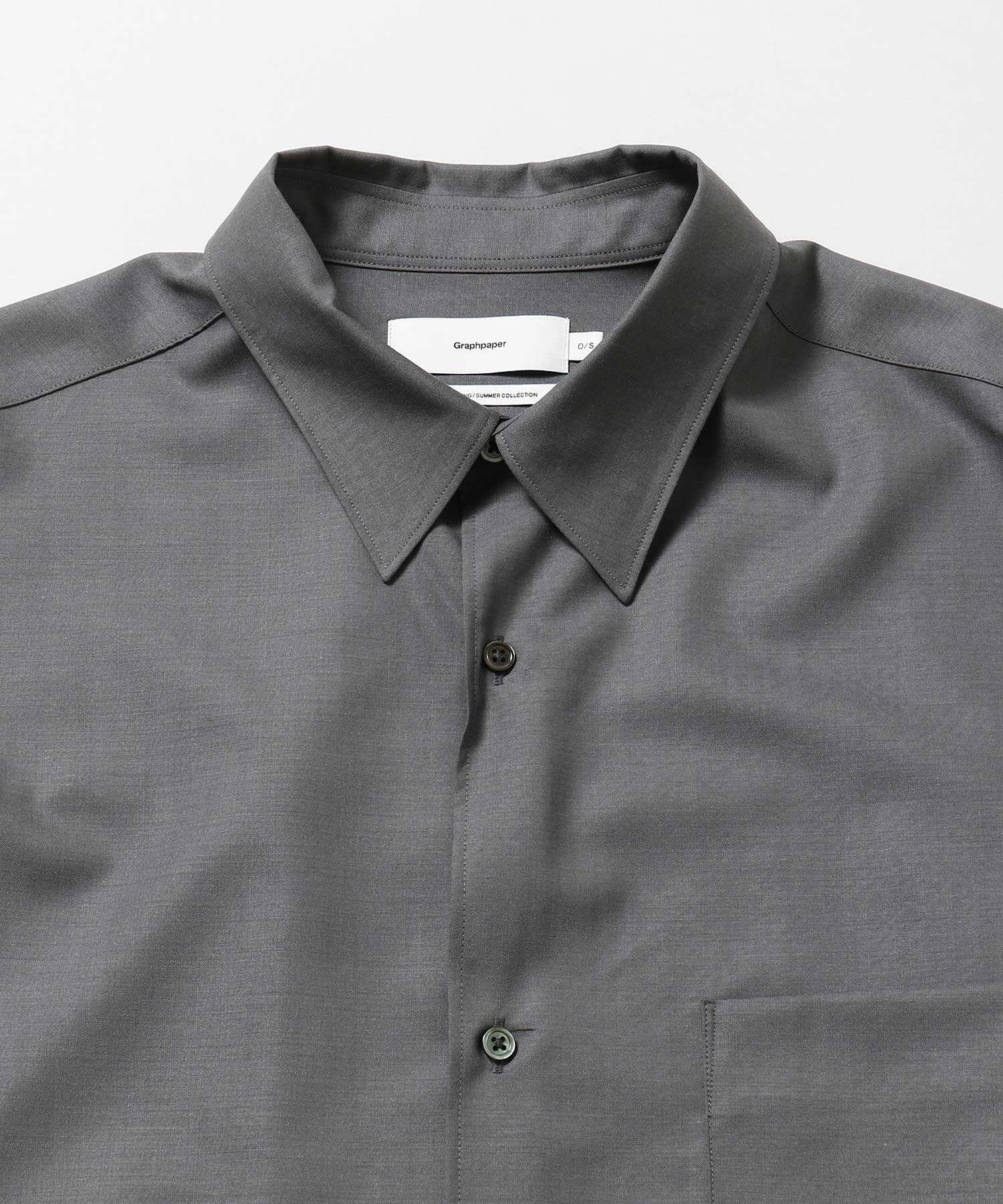 Fine Wool Tropical Oversized Regular Collar Shirt