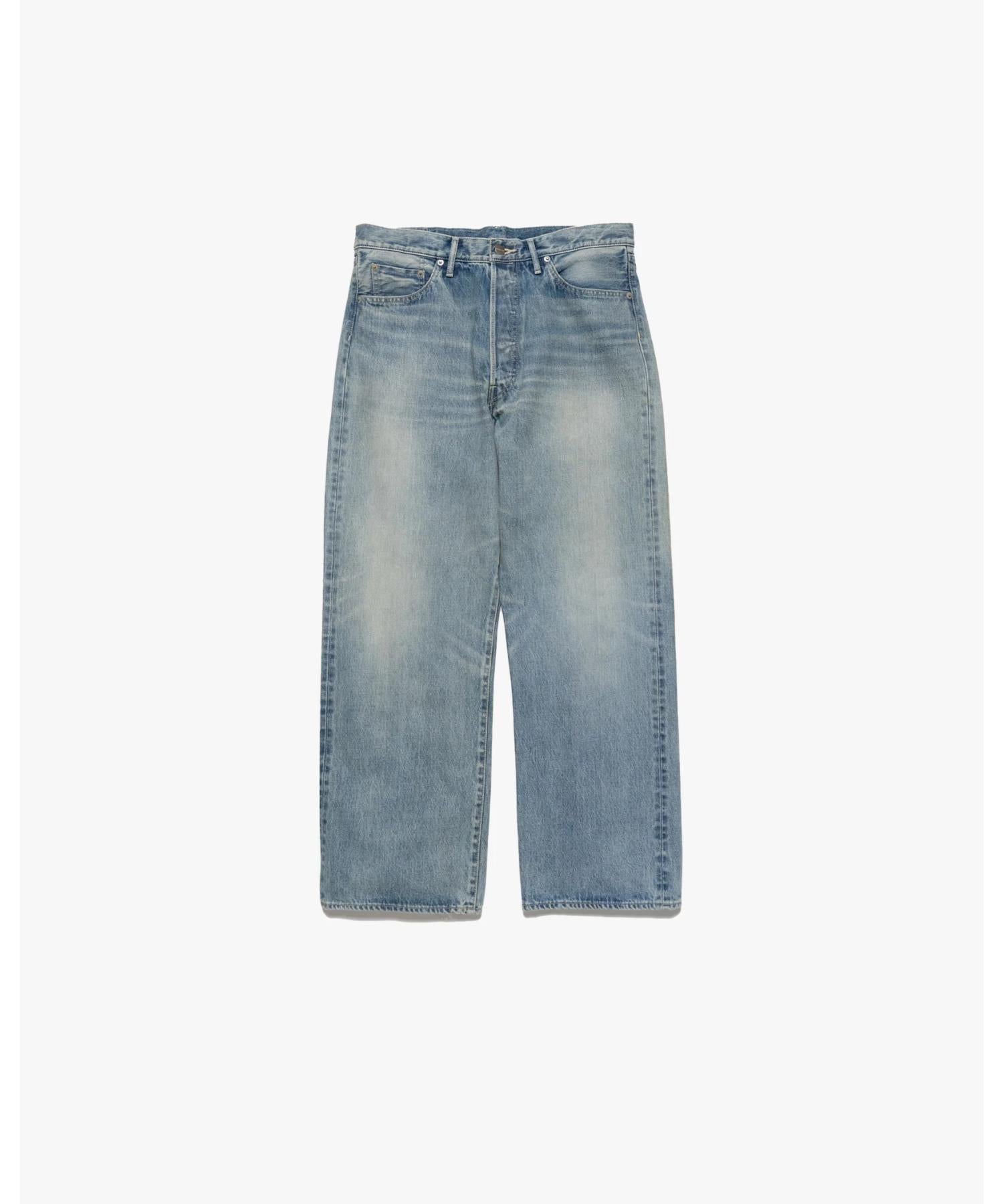 Selvage Denim Five Pocket Wide Straight Pants -LIGHT FADE-