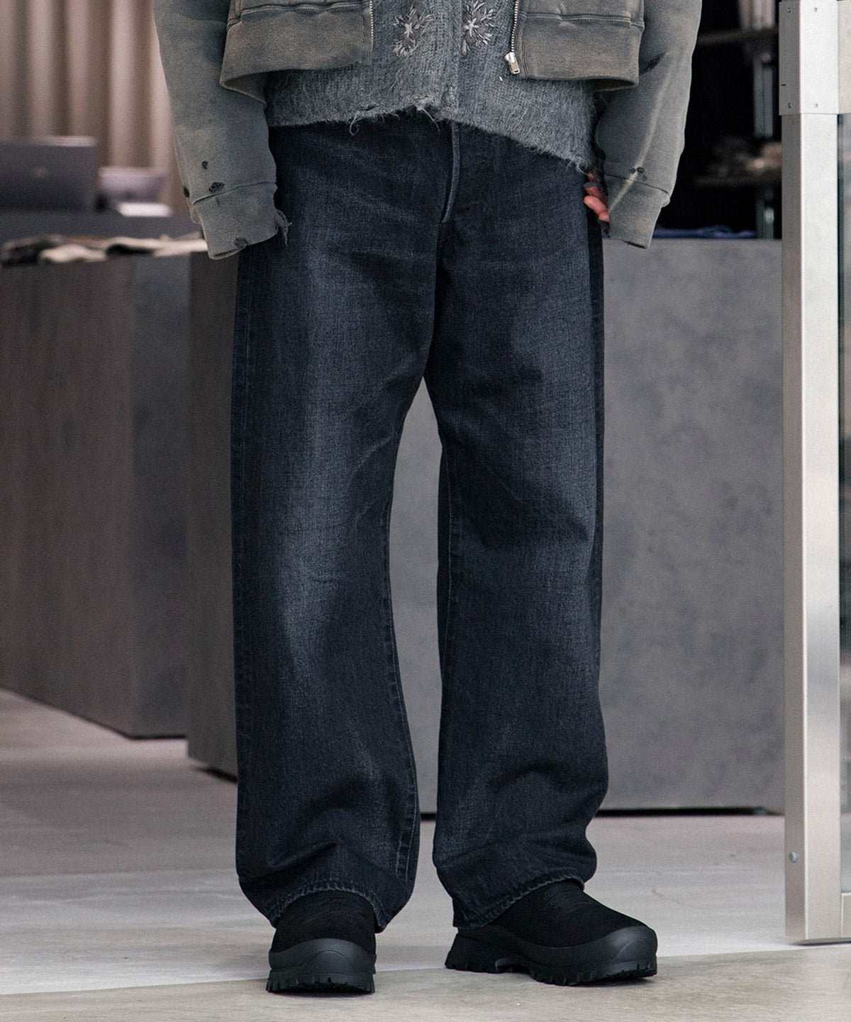 Selvage Denim Five Pocket Wide Straight Pants