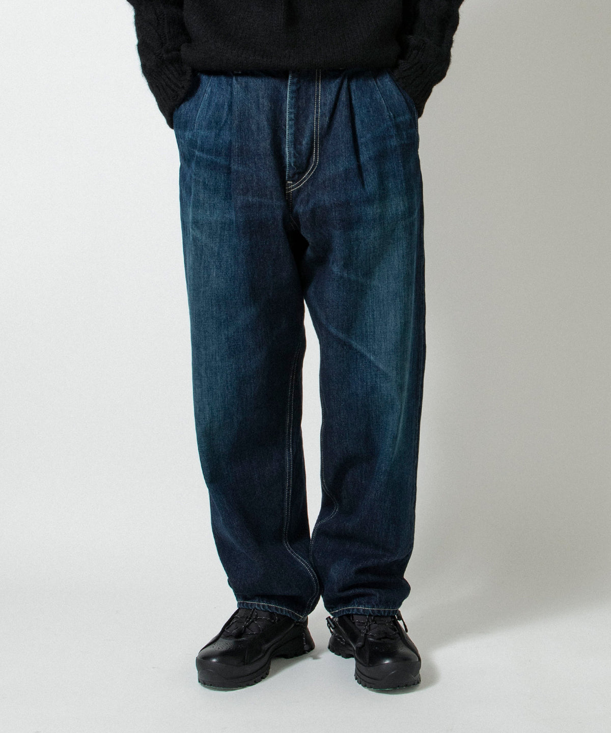 Selvage Denim Two Tuck Pants -DARK FADE-
