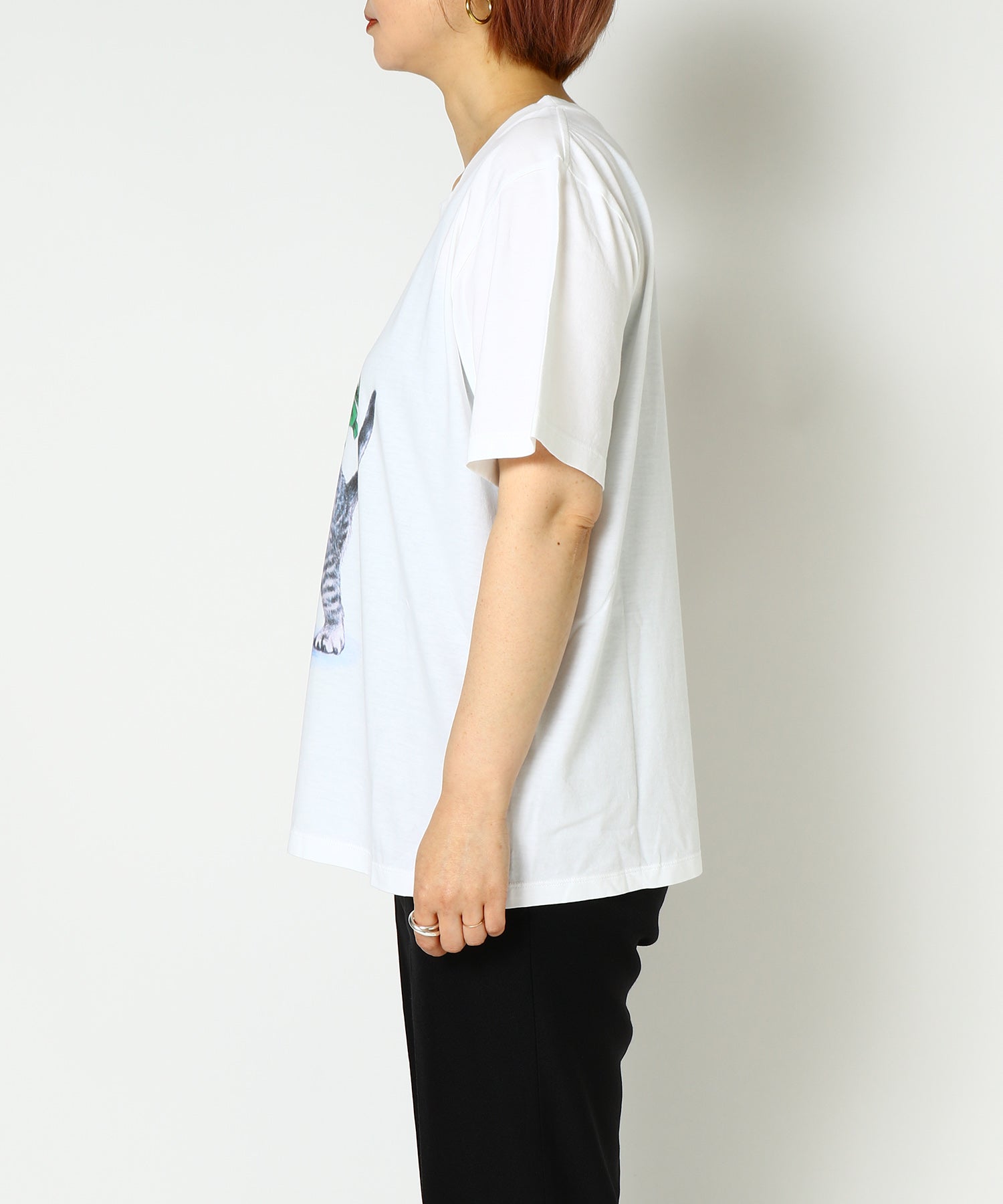 キャット&グリッター プリントTシャツ