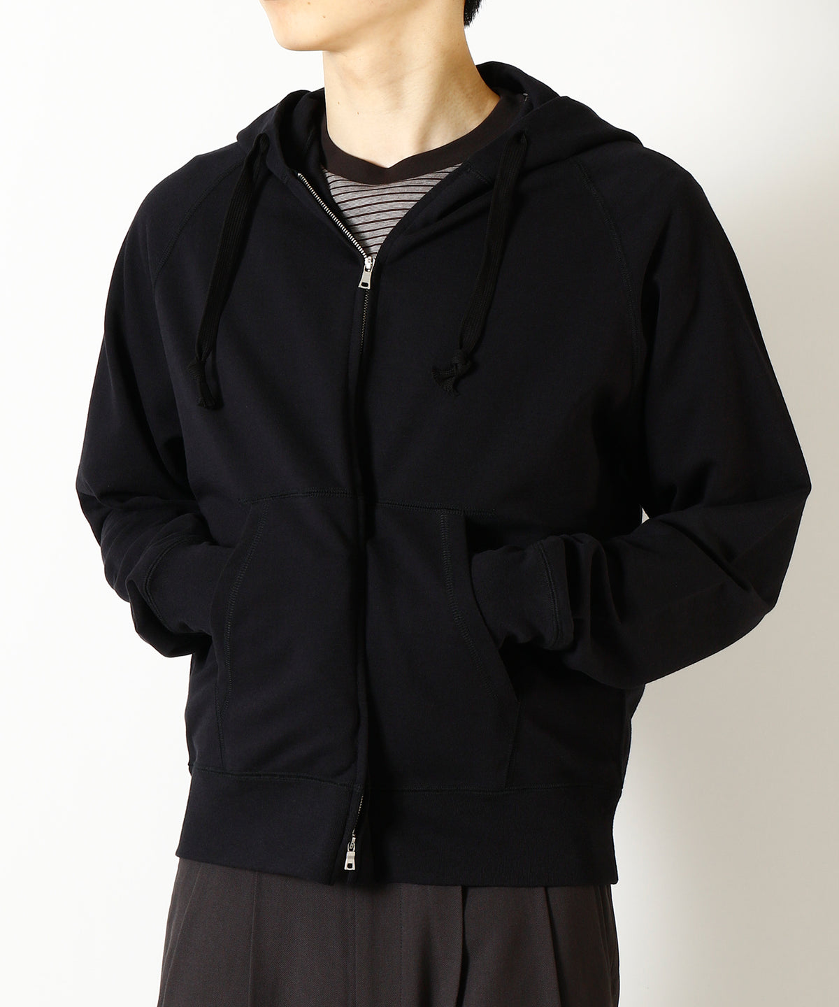Organic Cotton Open-End Yarn Inlay Zip Parka
