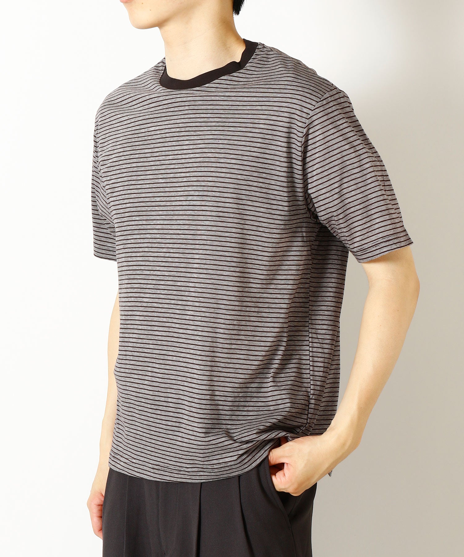 Organic Cotton High Twist Knit Border / Crew Neck Tee - marka