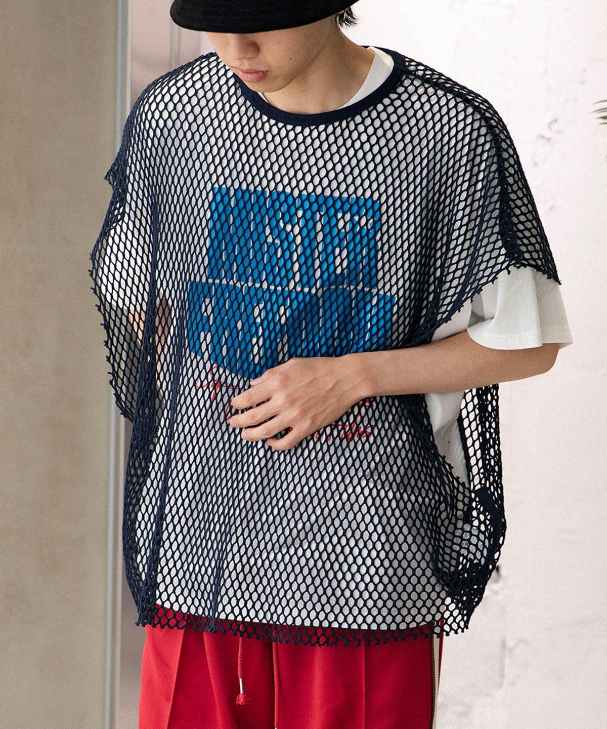 MESH TAPED NO SLEEVE TEE
