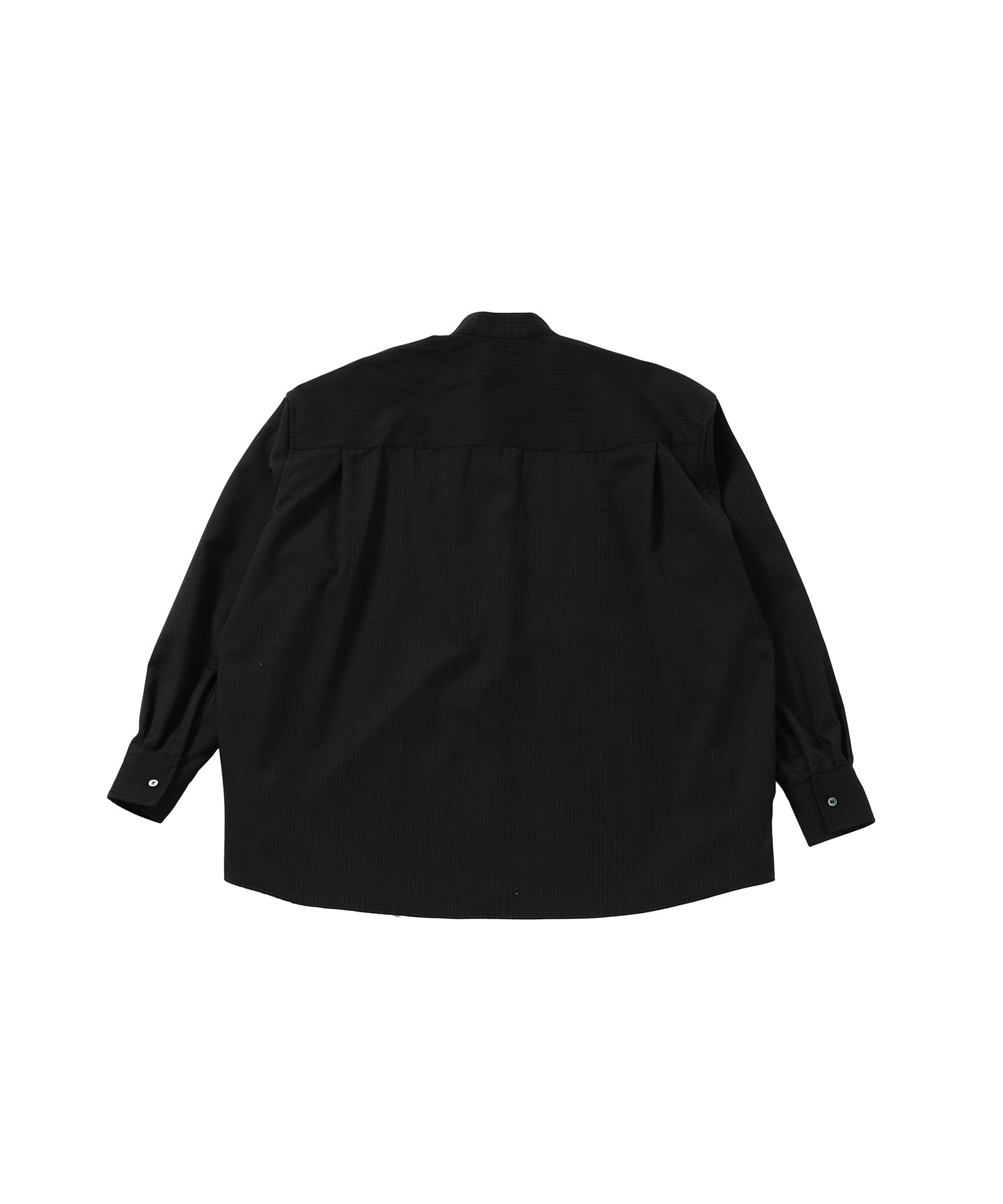 WOOL STRIPE PULLOVER STAND COLLAR SHIRT