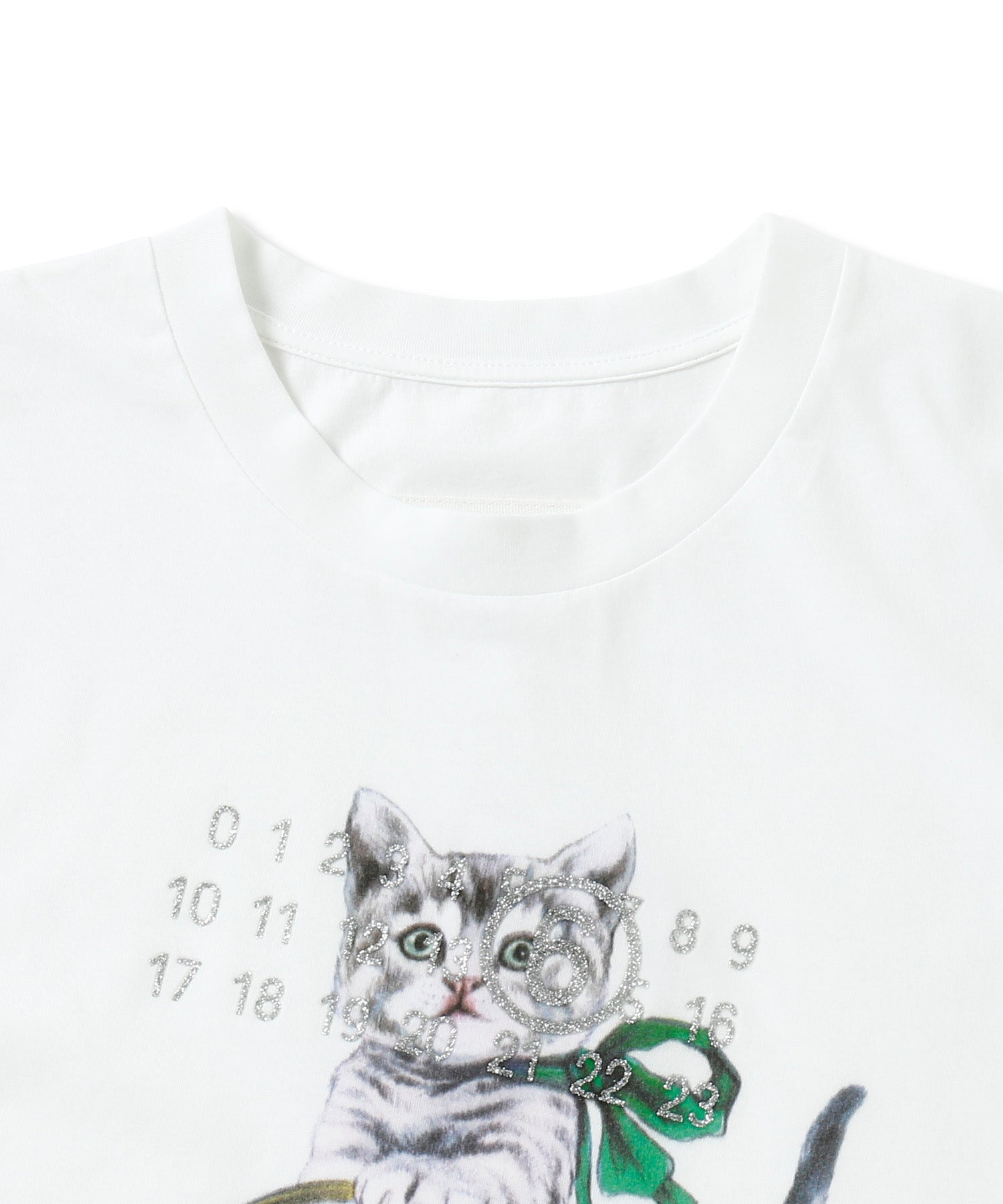 キャット&グリッター プリントTシャツ