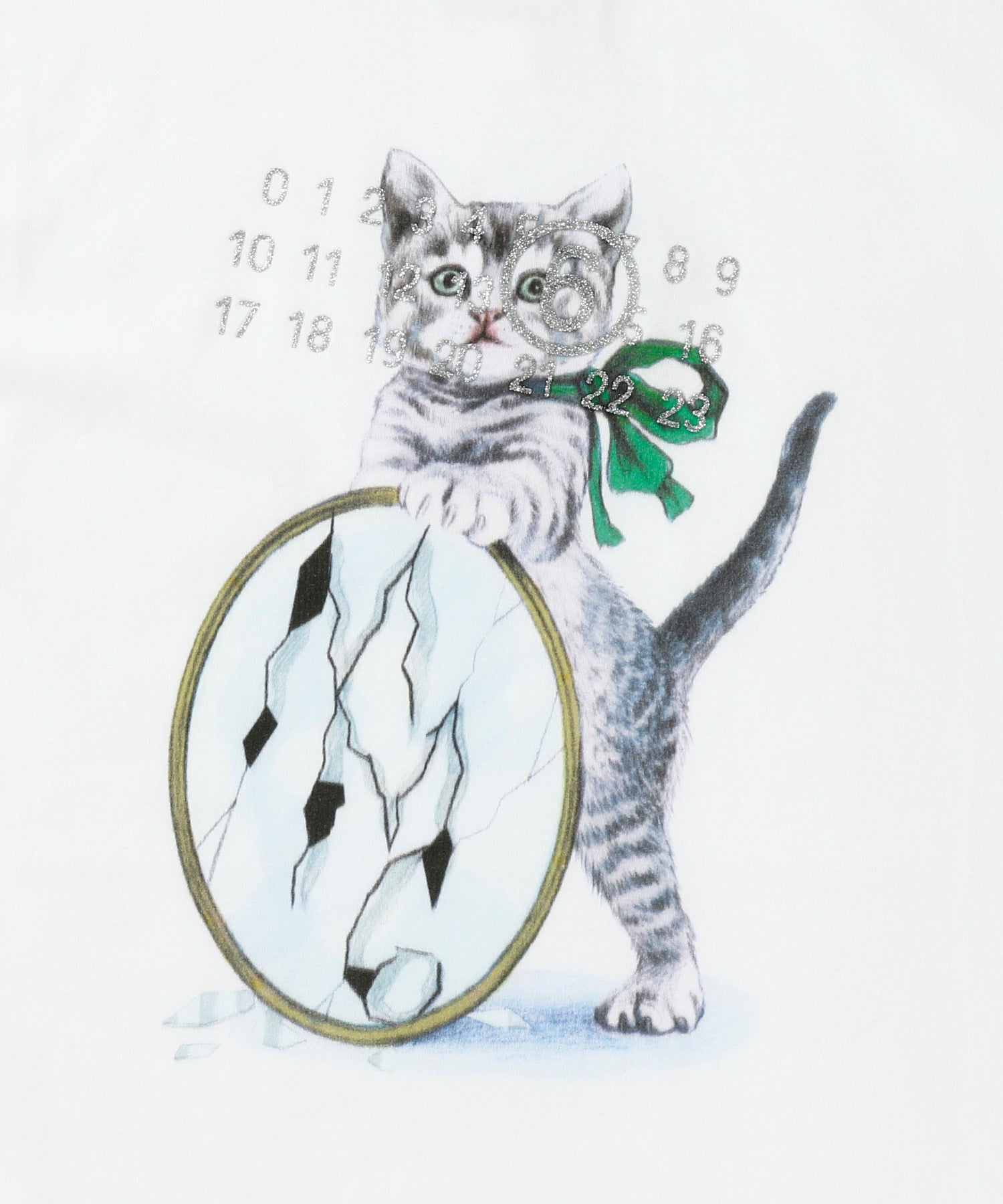 キャット&グリッター プリントTシャツ