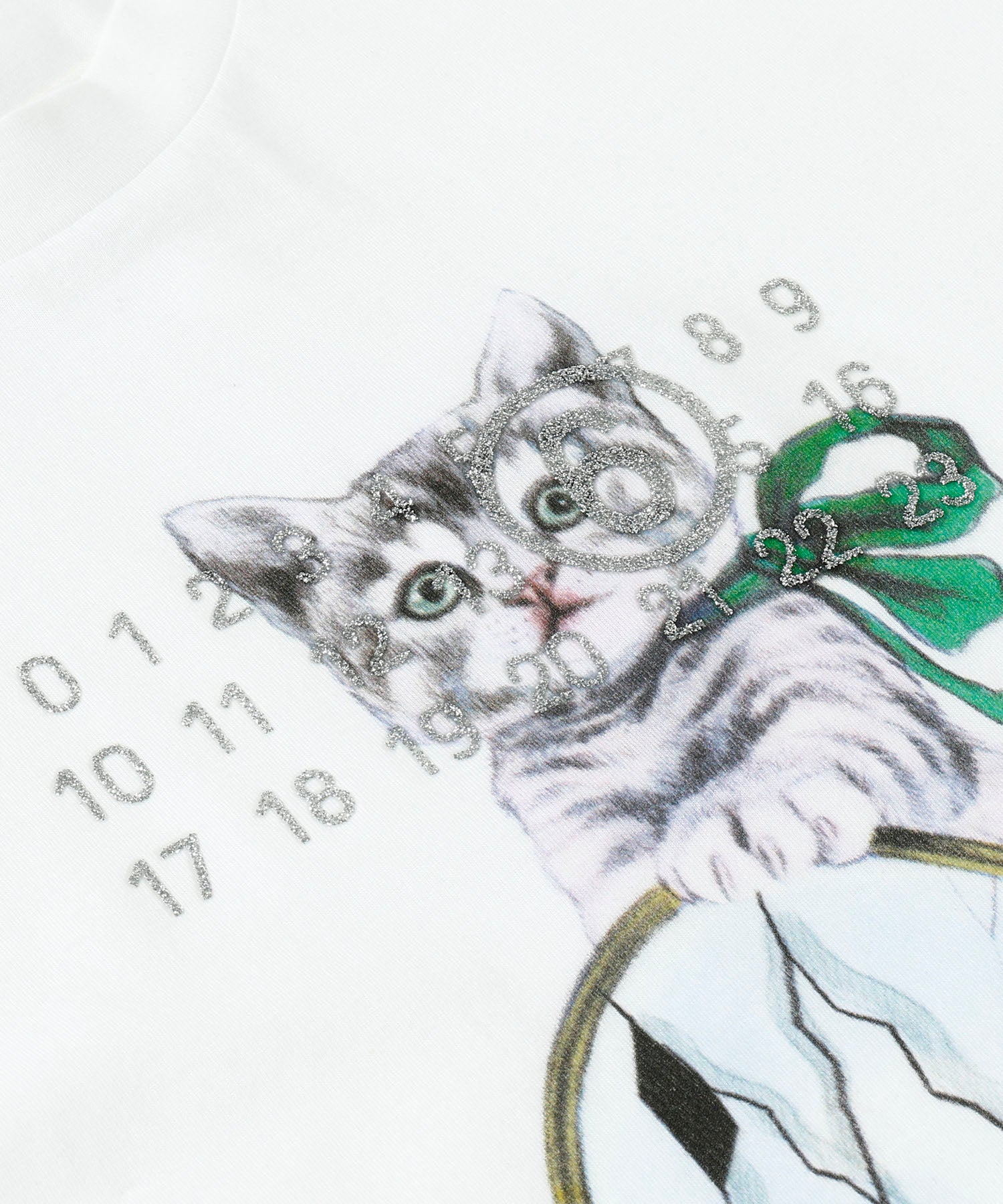 キャット&グリッター プリントTシャツ