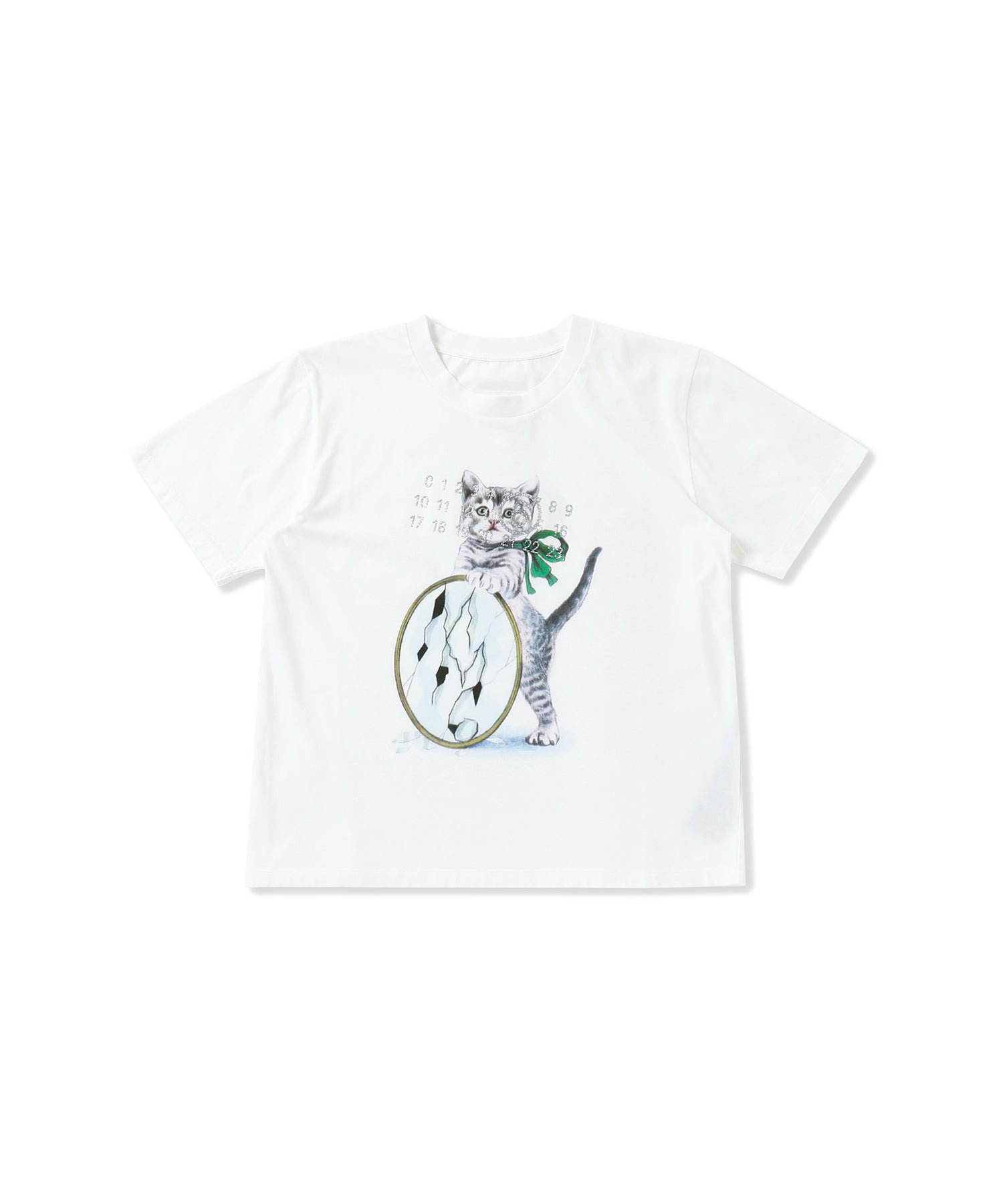 キャット&グリッター プリントTシャツ