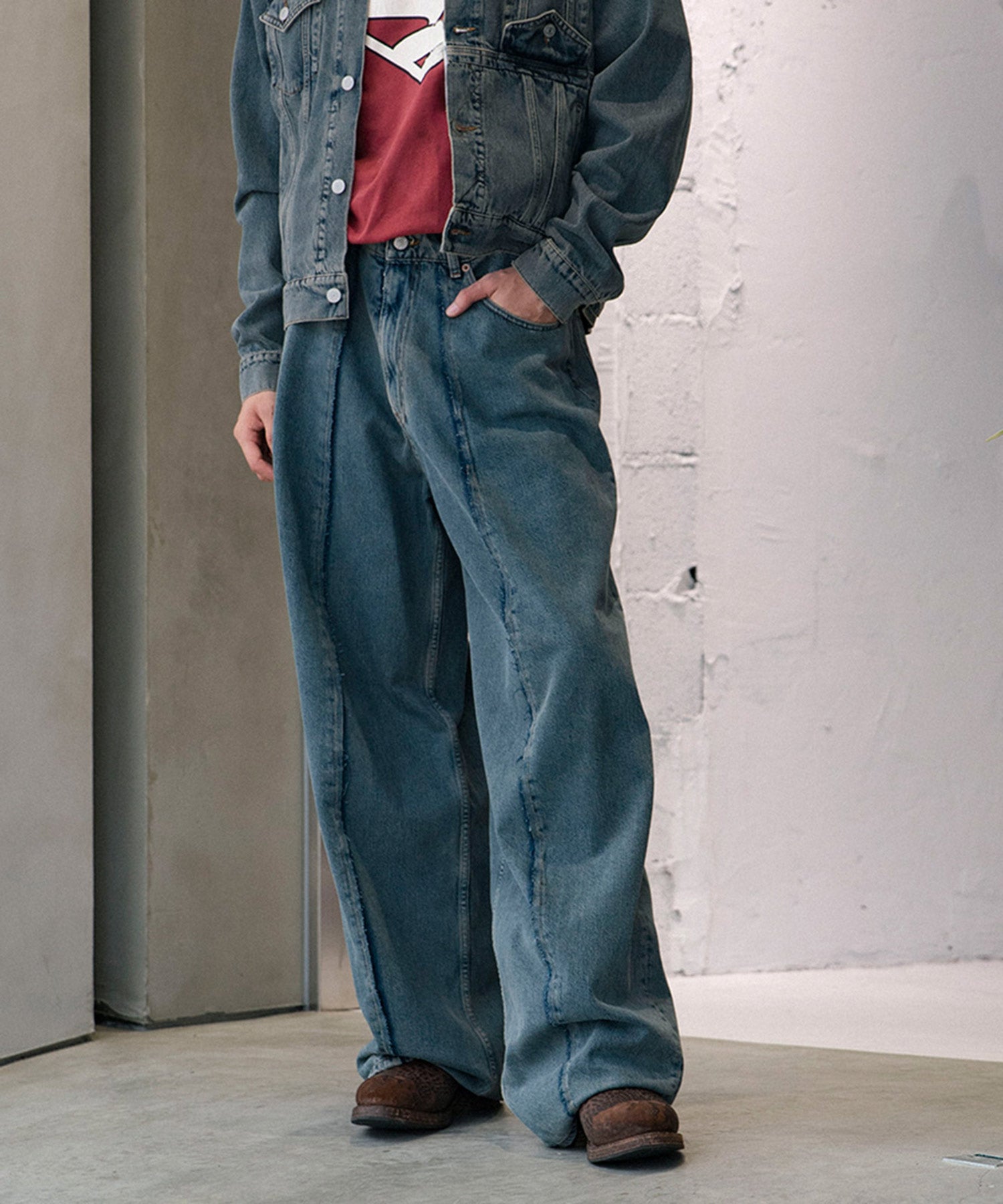 MM6 Maison Margiela ブラック ワイドレッグデニム MM6 Maison Margiela(マルタンマルジェラ) ワイドレッグ