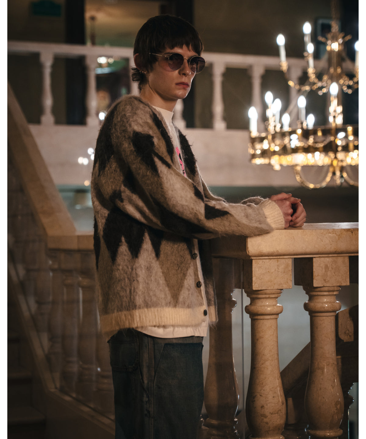 KNIT CARDIGAN / ARGYLE / MULTI