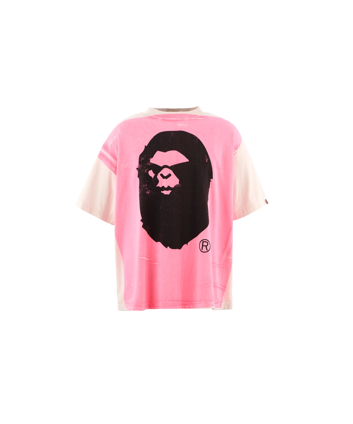 BAPE_SS TEE / HANDPRINT / WHT+PNK