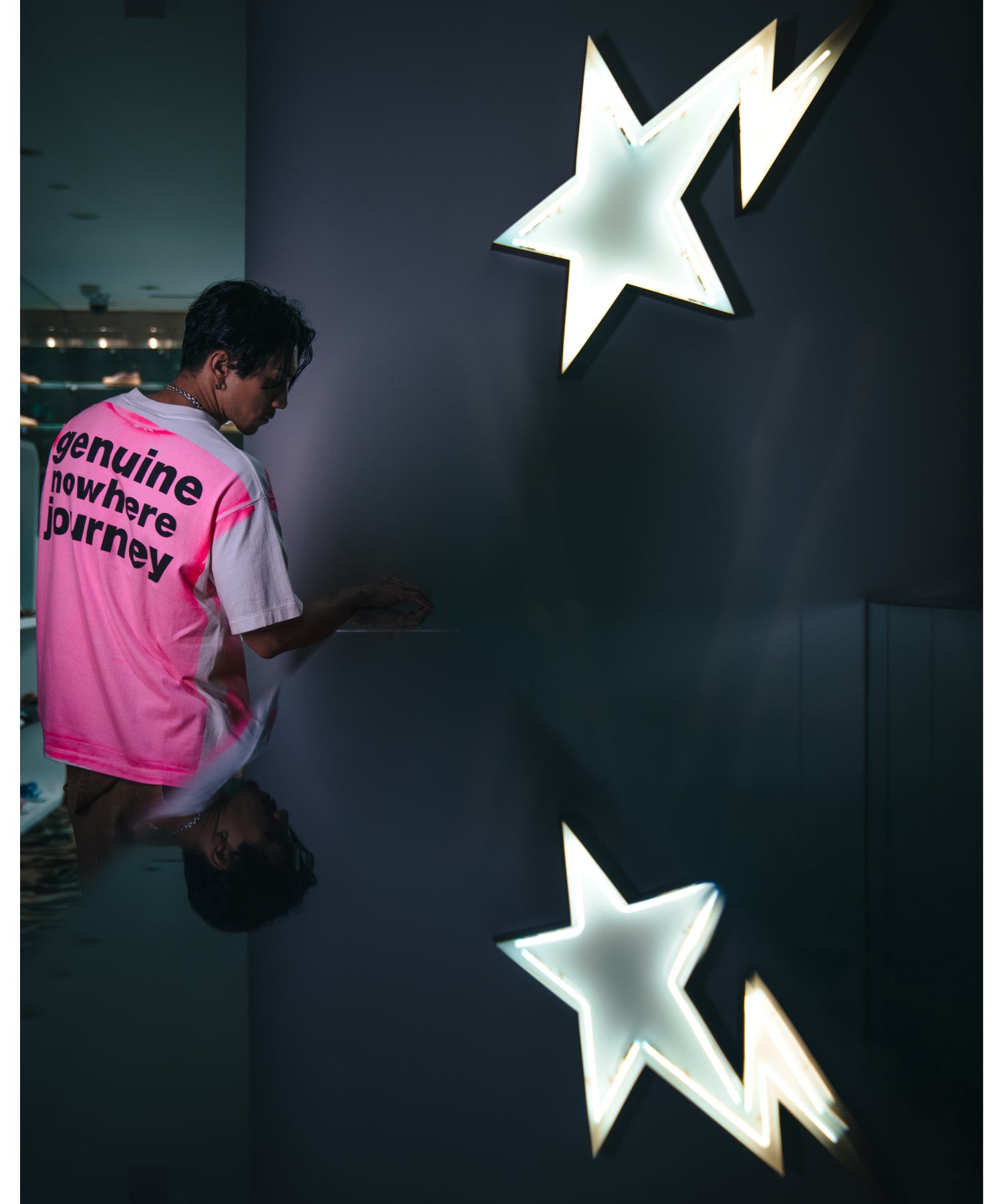 BAPE_SS TEE / HANDPRINT / WHT+PNK